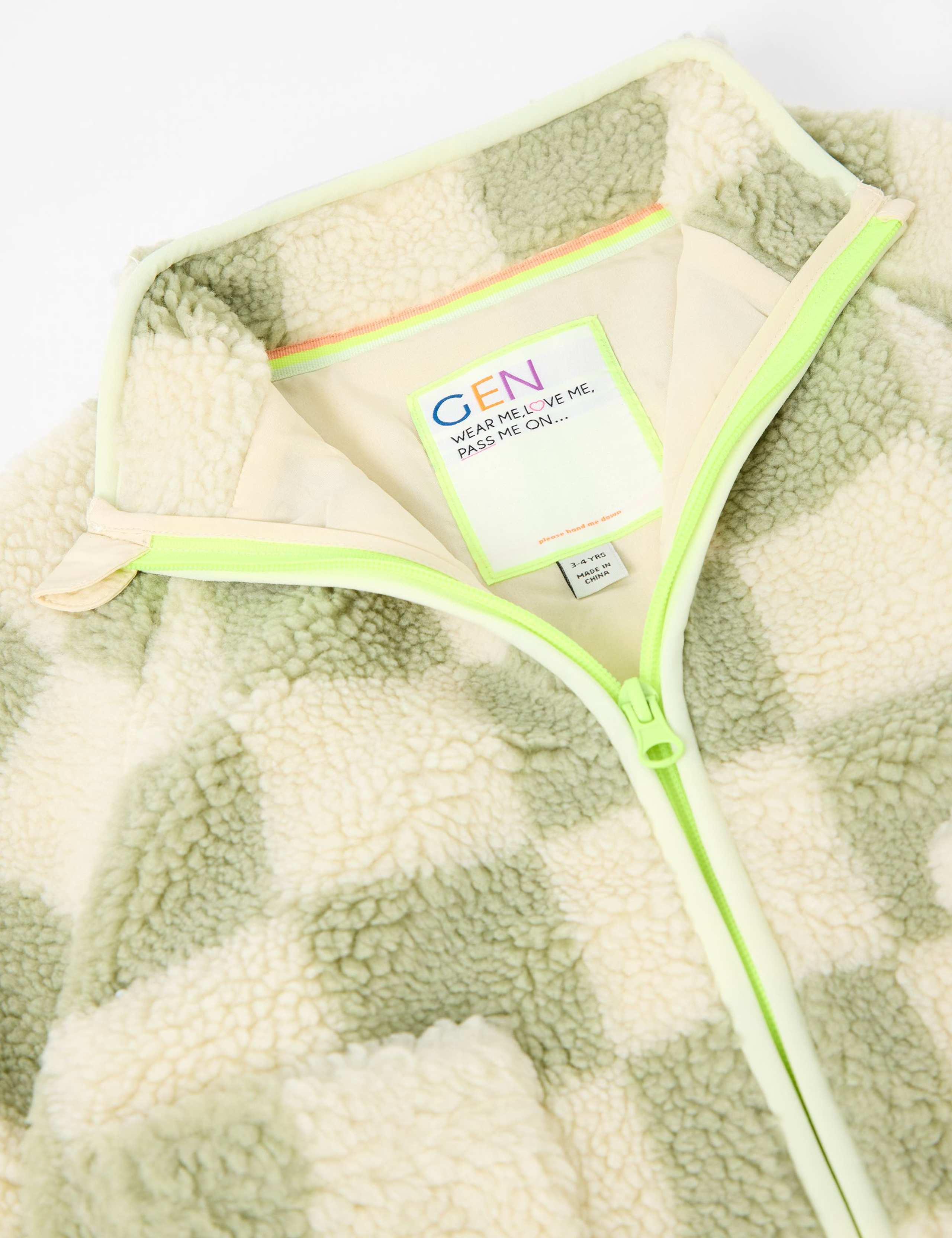 Checkboard Zip Through Borg Jacket (2-8 Yrs) 6 of 6