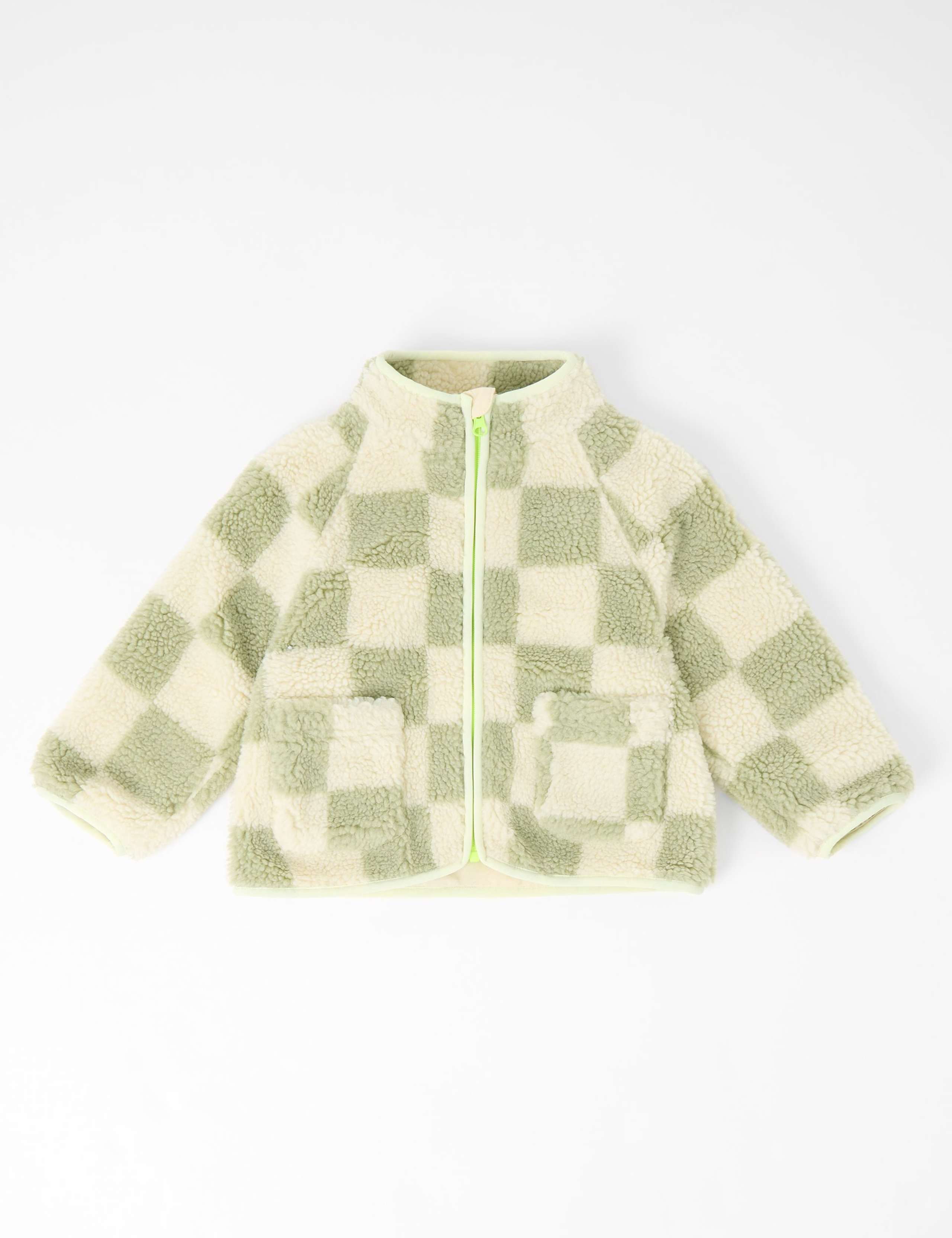 Checkboard Zip Through Borg Jacket (2-8 Yrs) 2 of 6