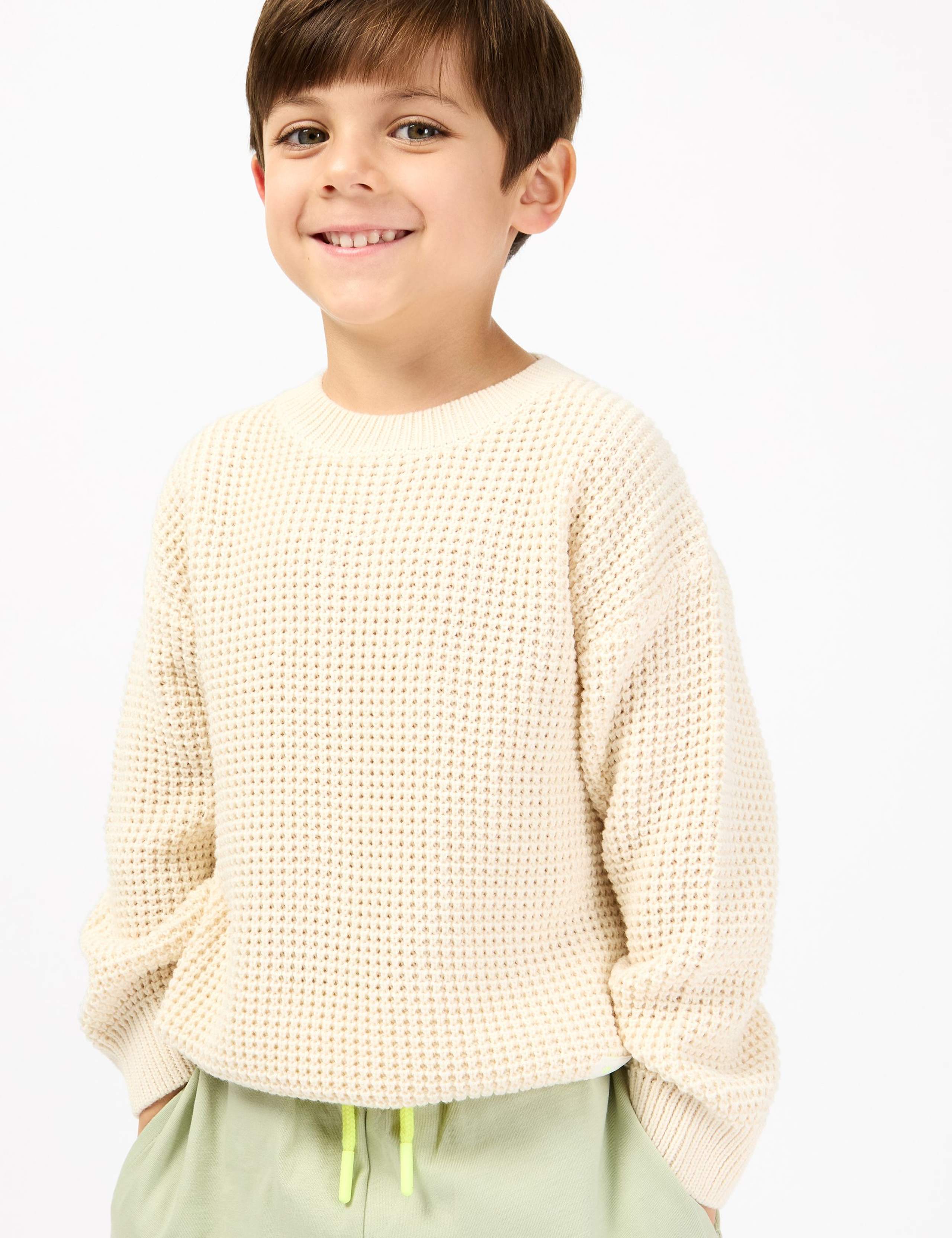 Cotton Rich Slouchy Crew Neck Jumper (2-8 Yrs) 1 of 7