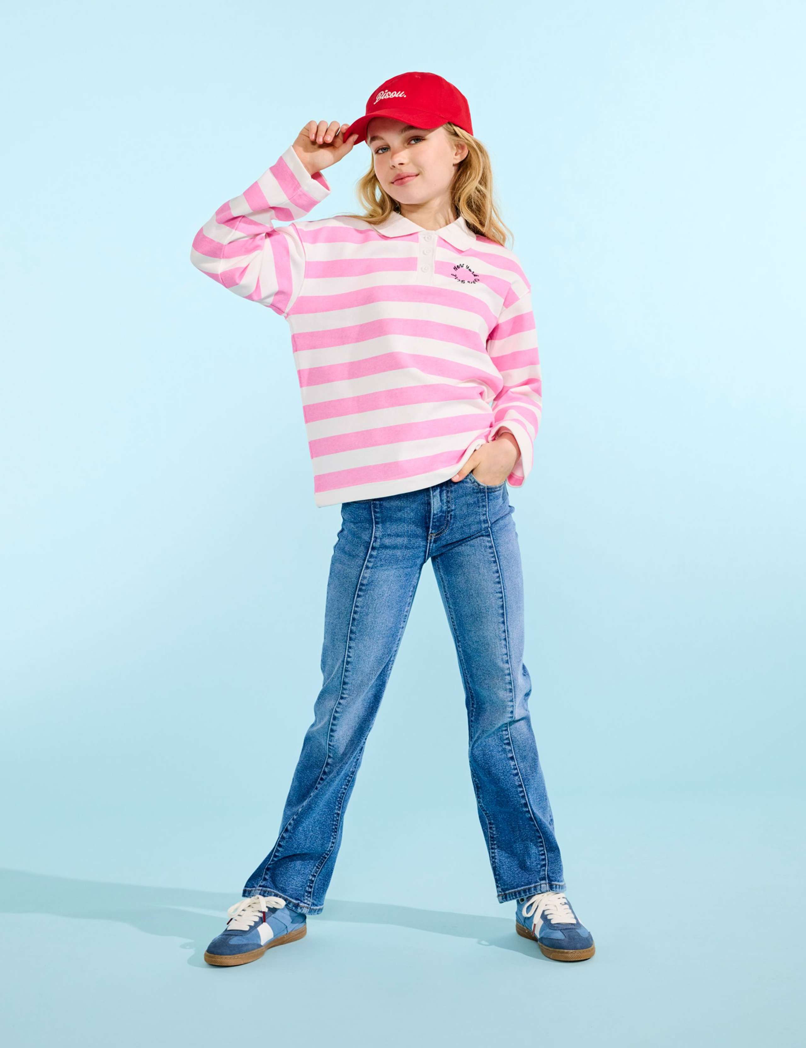 Cotton Rich Striped NYC Logo Polo Shirt (7-14 Yrs) 1 of 4