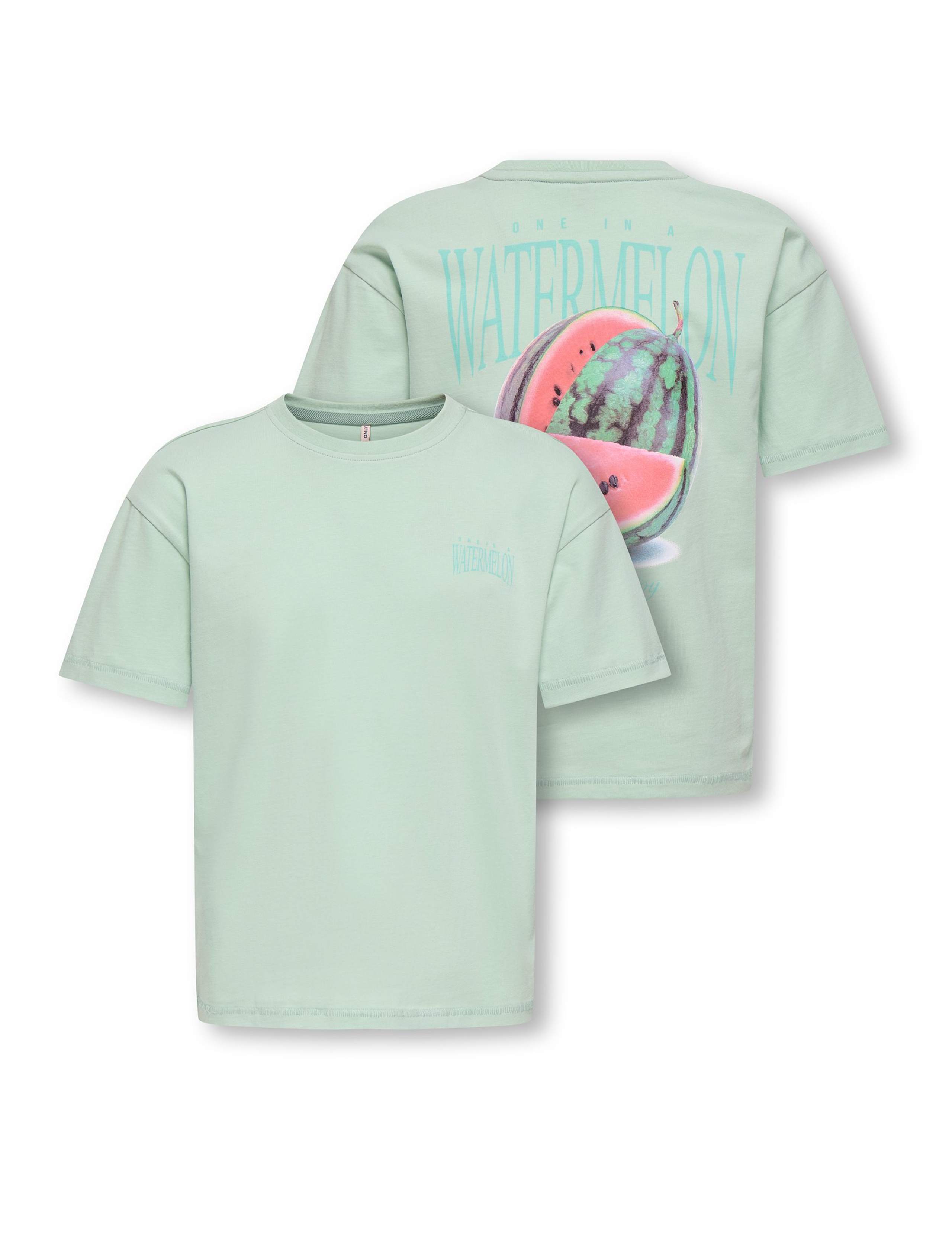 Pure Cotton Watermelon Graphic T-Shirt (7-14 Yrs) 1 of 4