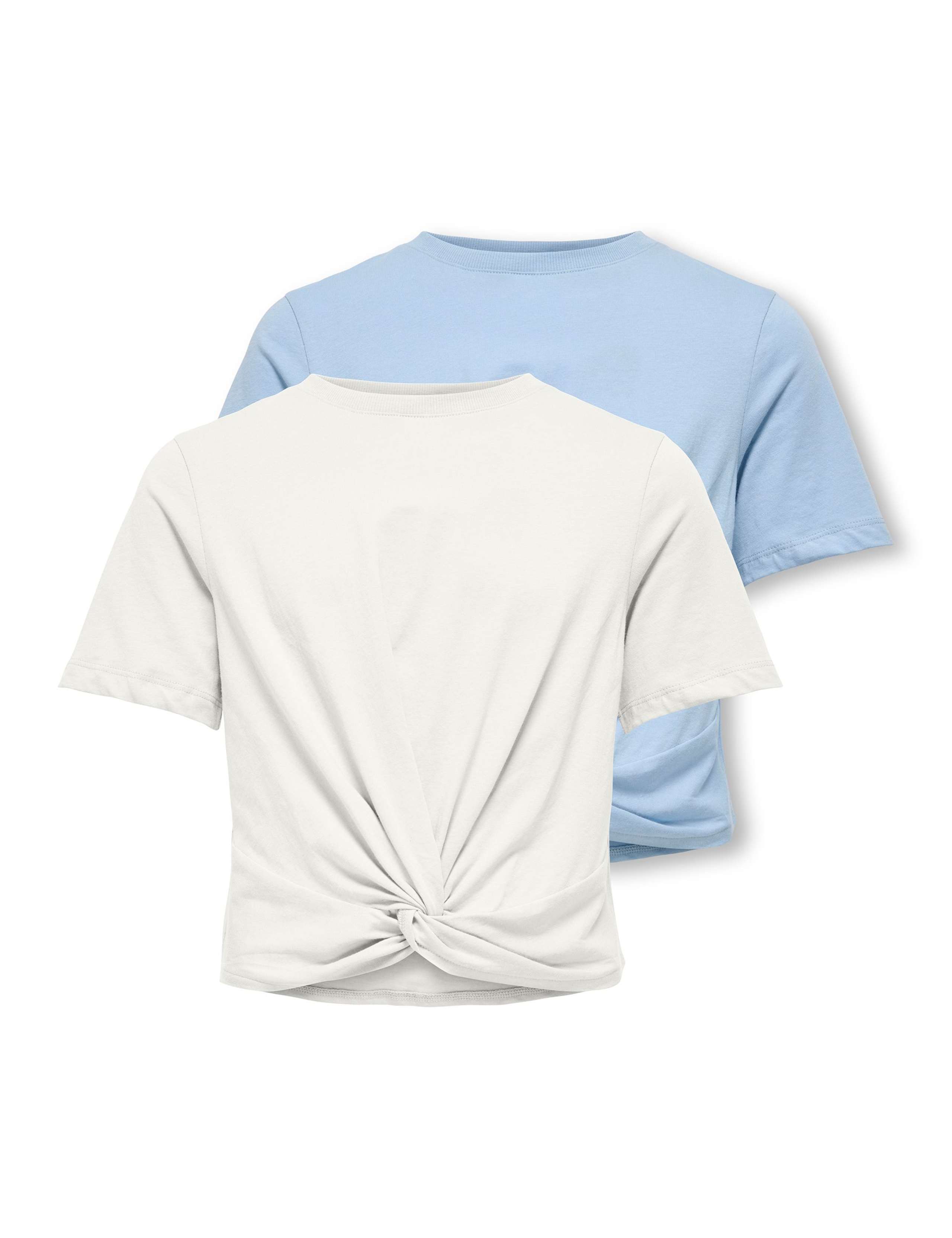 2 Pack Pure Cotton Knot Hem T-Shirts (7-14 Yrs) 1 of 3