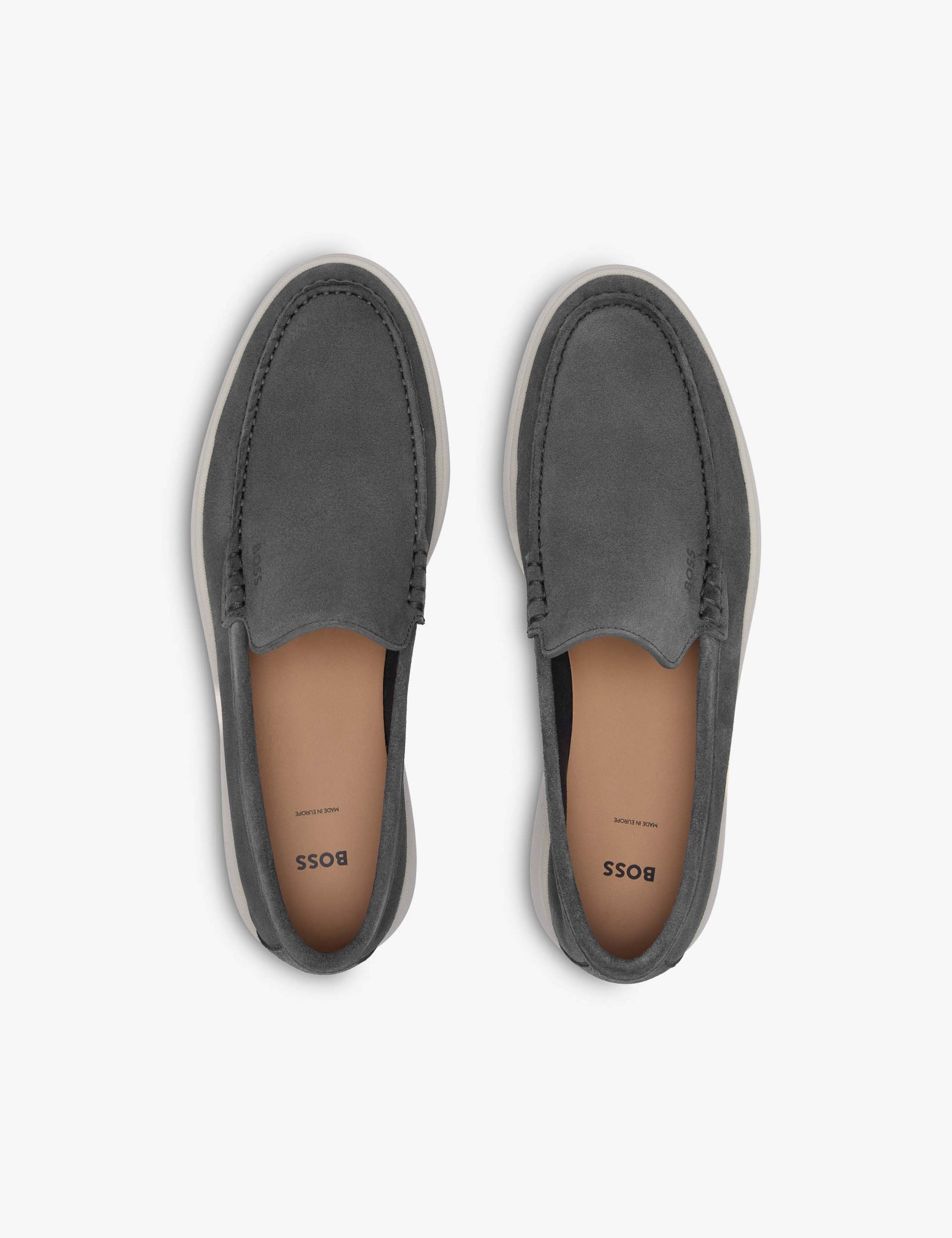Suede loafers with embossed logo 2 of 3