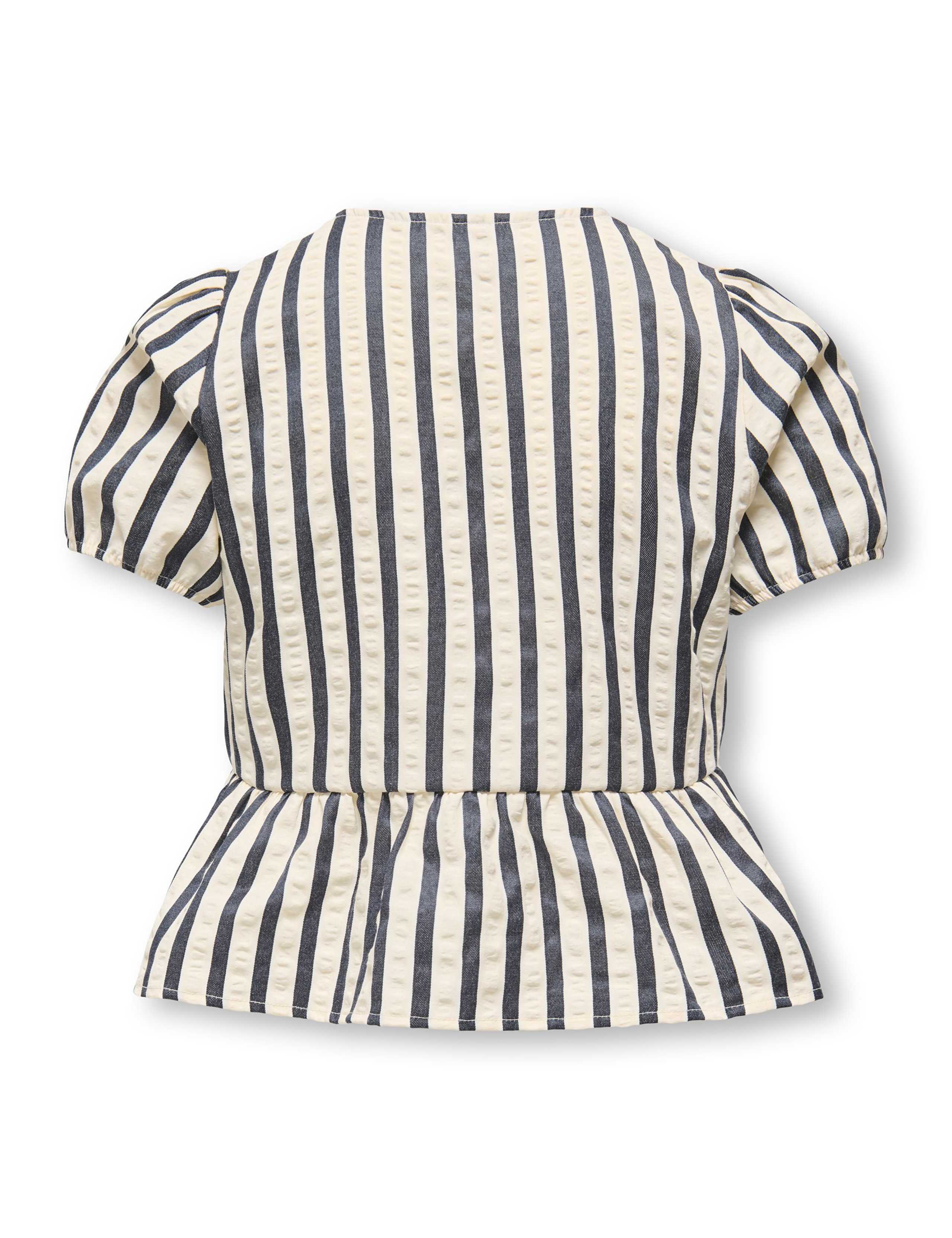Cotton Blend Striped Bow Peplum Hem Blouse (8-14 Yrs) 3 of 4