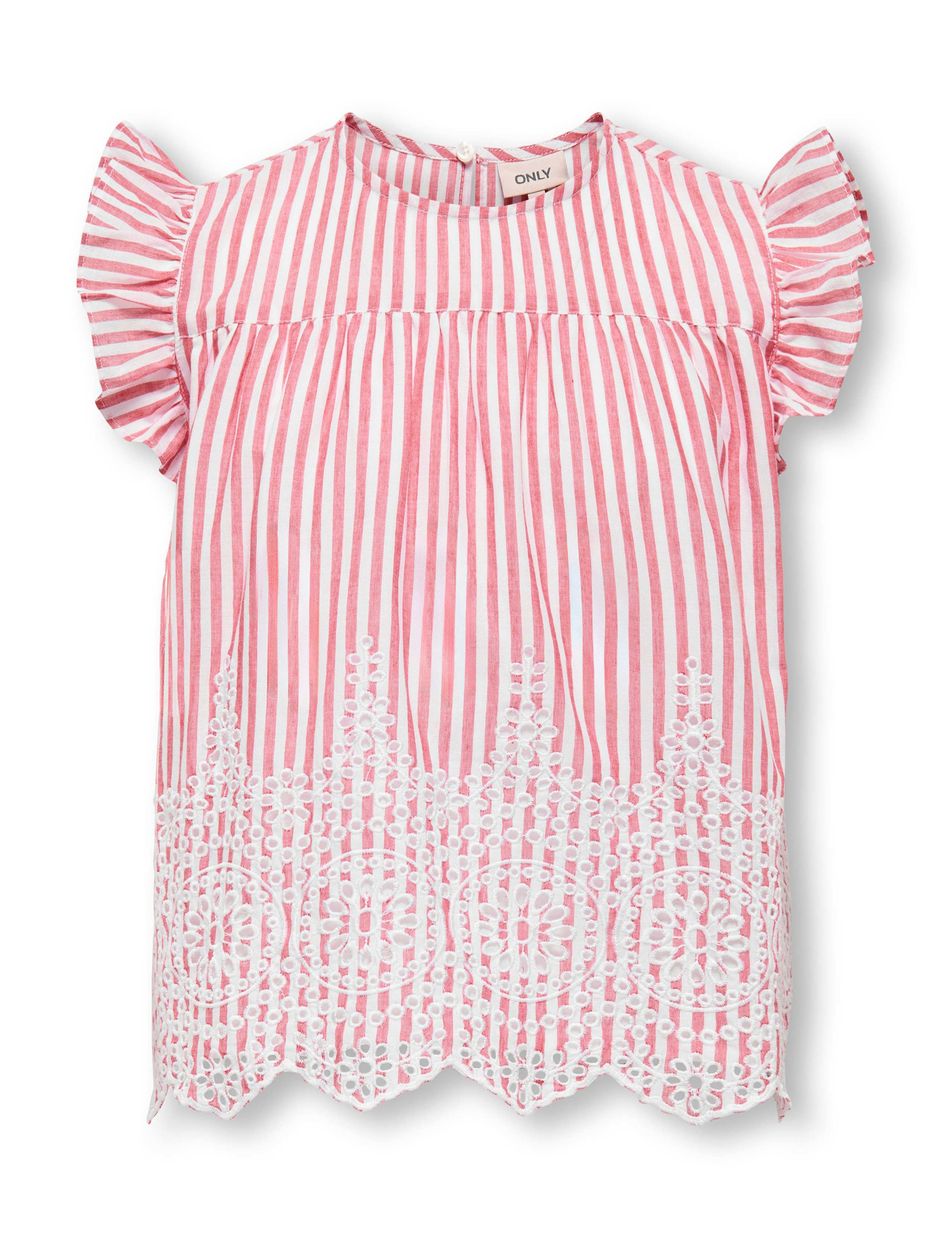 Pure Cotton Striped Frilly Sleeve Top (8-14 Yrs) 2 of 6
