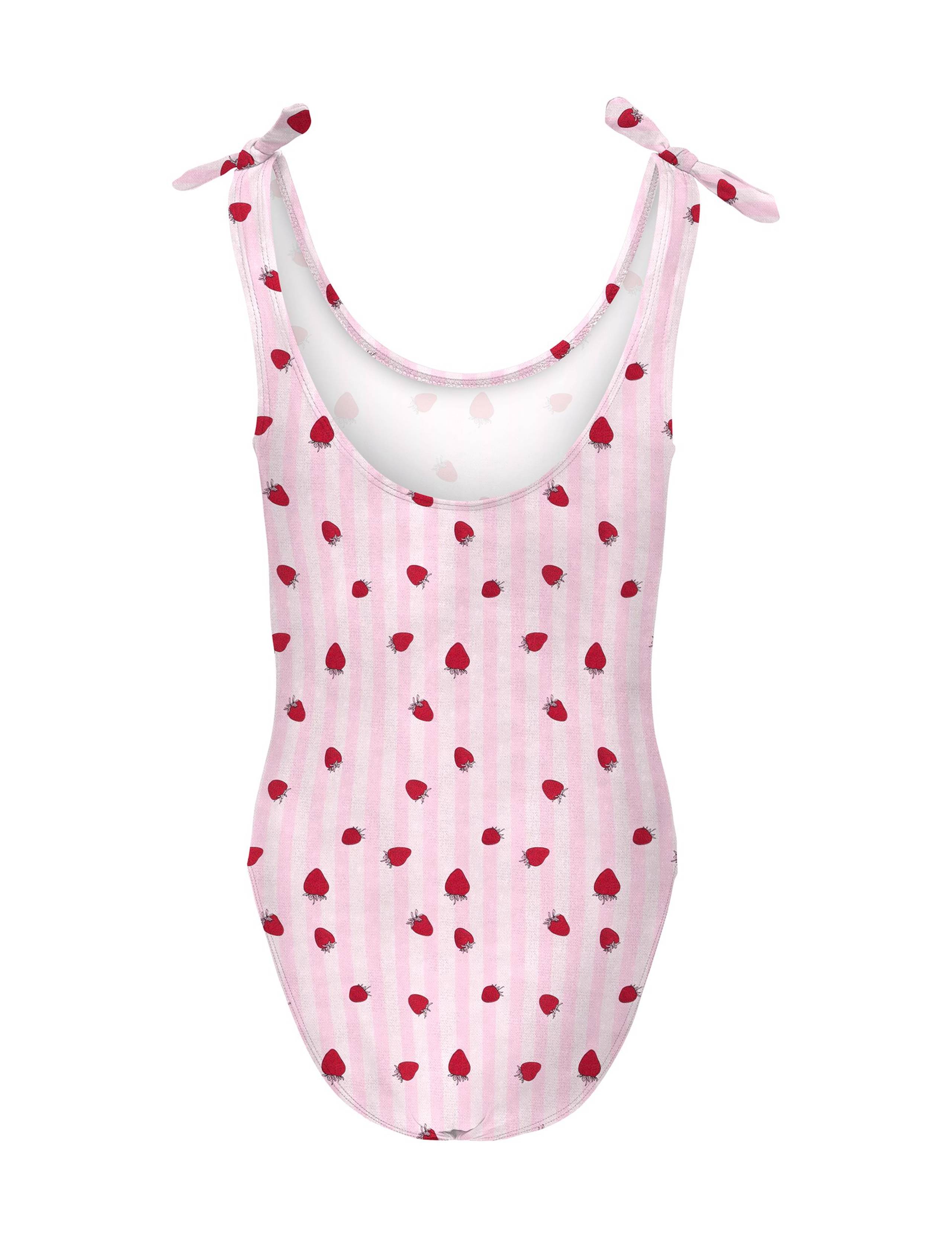 Striped Strawberry Knot Detail Swimsuit (7-14 Yrs) 2 of 3