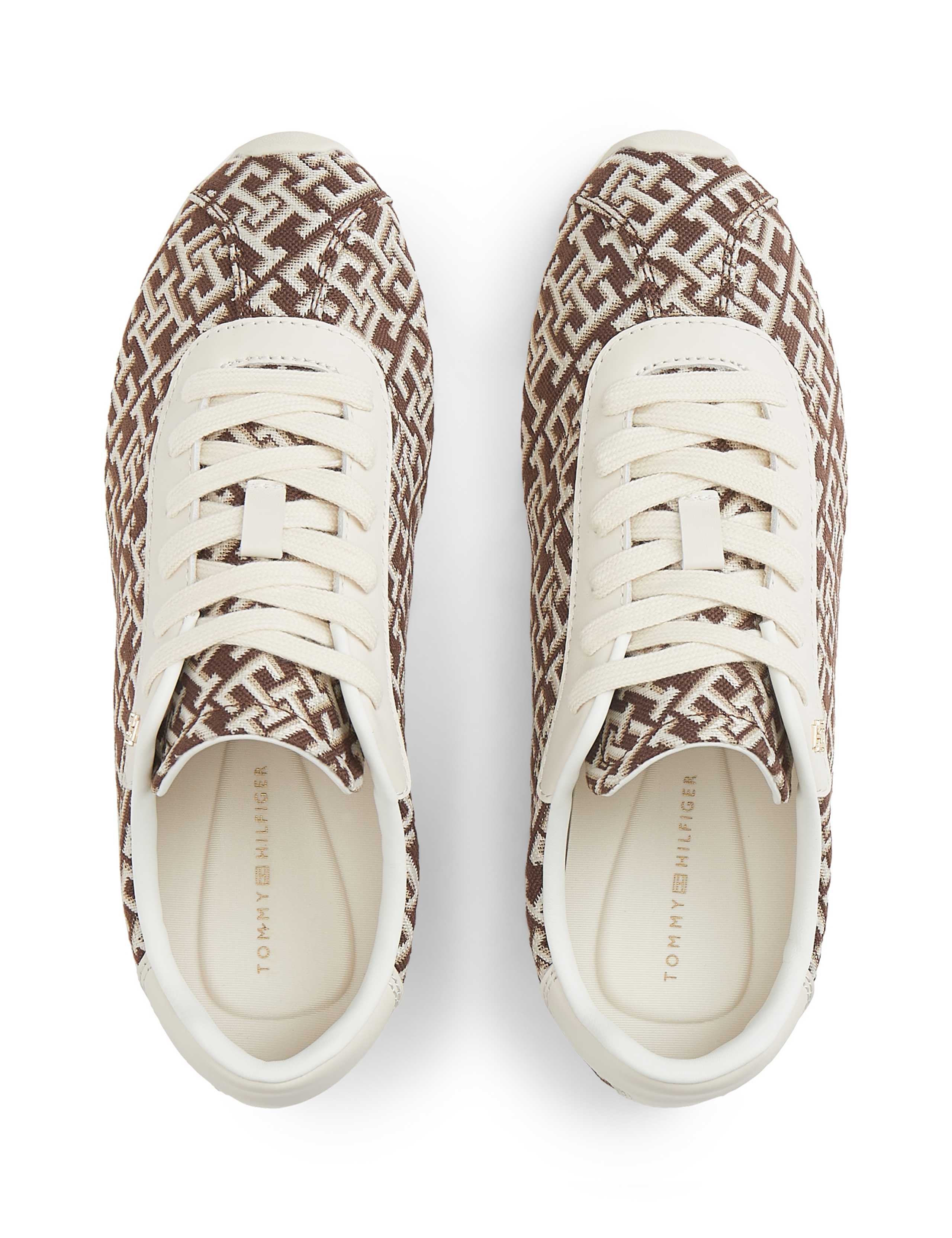 Bella Lace Up Monogram Jacquard Trainers 2 of 6