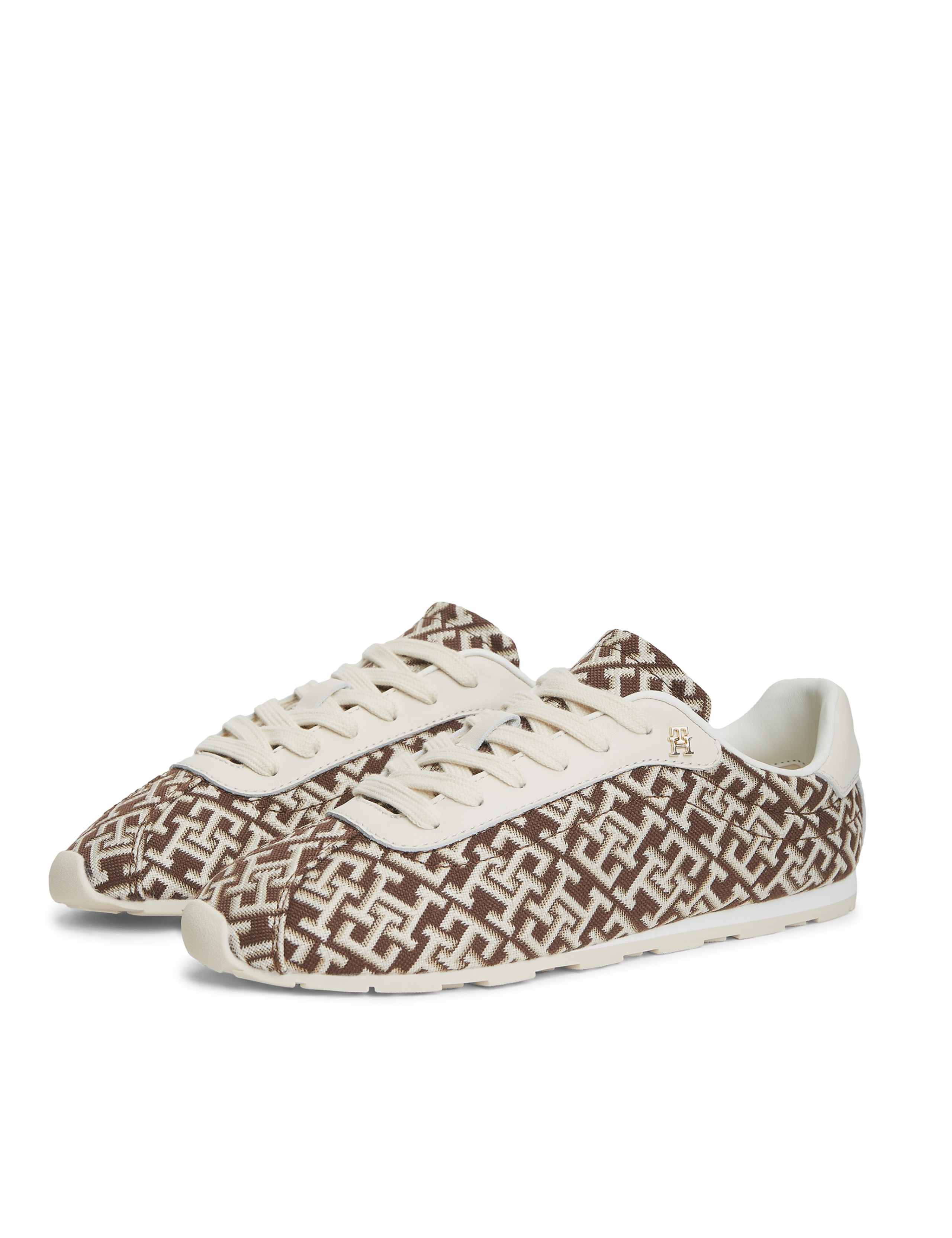 Bella Lace Up Monogram Jacquard Trainers 4 of 6