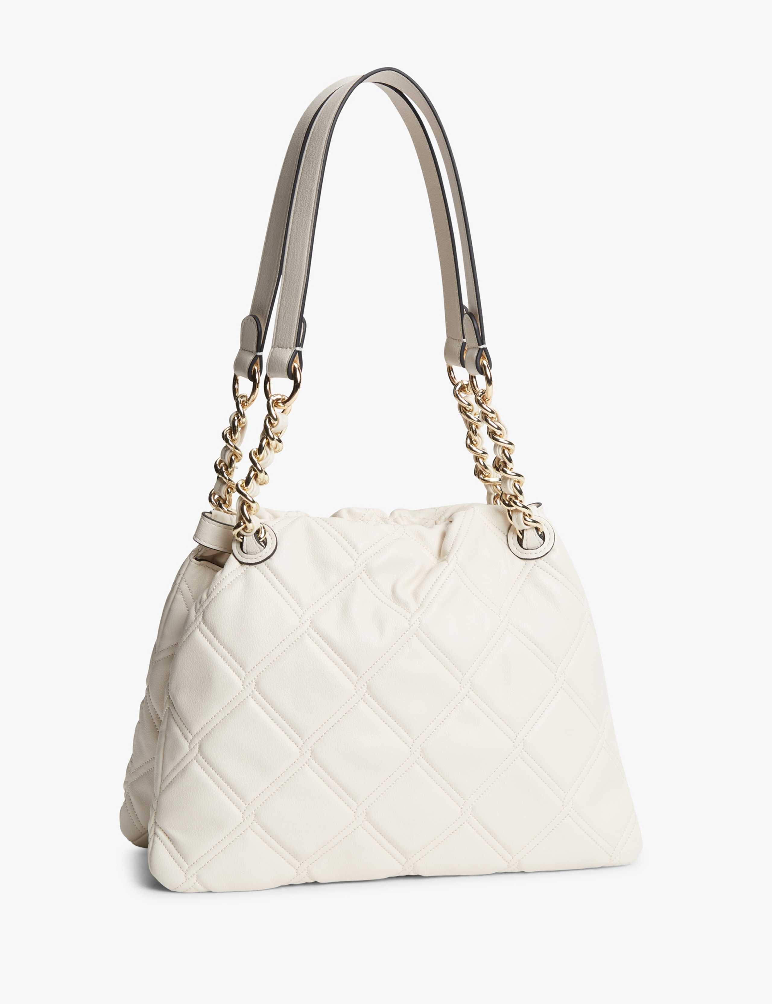 Feminine Faux Leather Quilted Mini Tote Bag 2 of 5