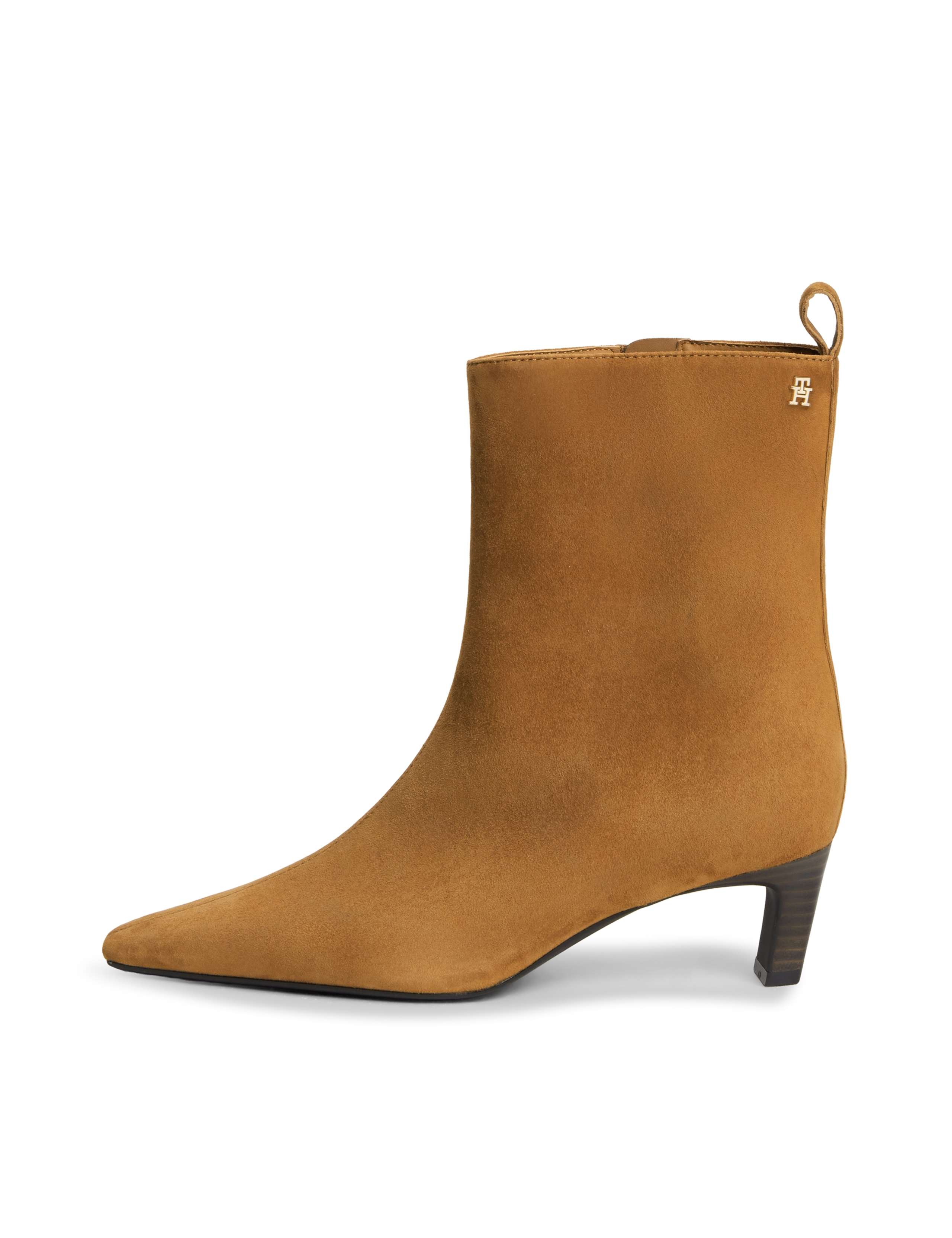 Suede Kitten Heel Chisel Toe Ankle Boots 4 of 6