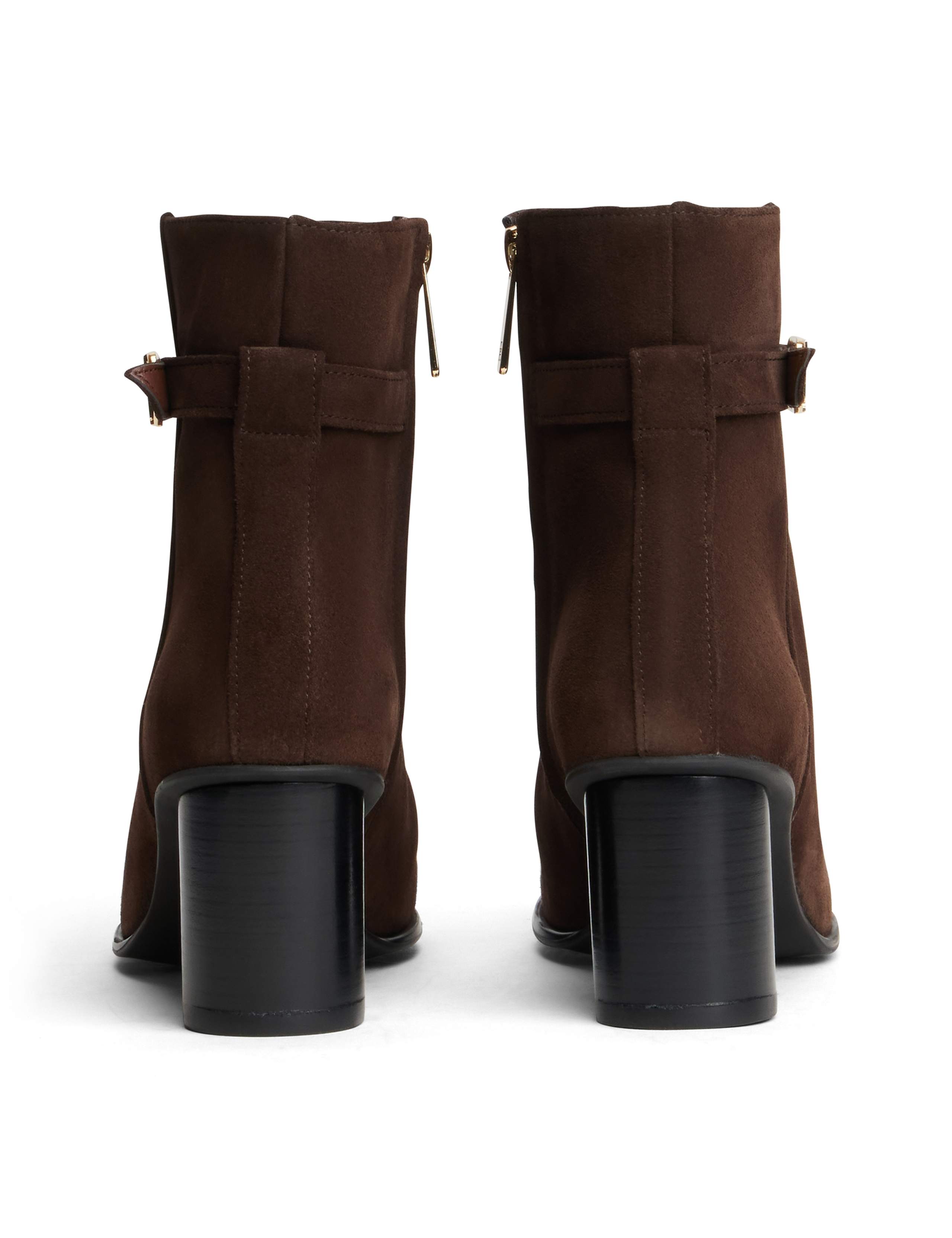 Suede Strap Monogram Block Heel Ankle Boots 5 of 6