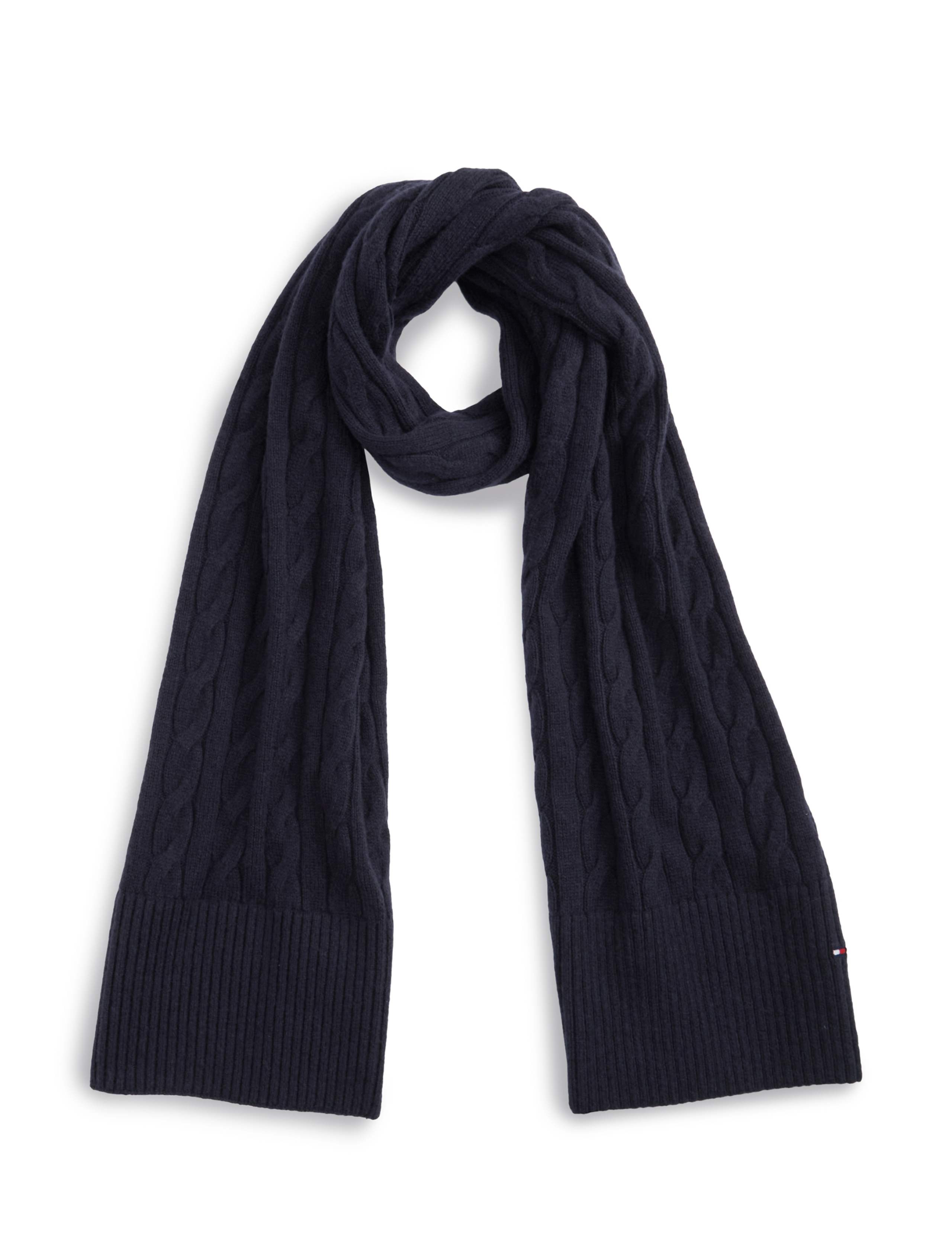 Plain Cable Knit Wool Scarf For Men 2 of 4