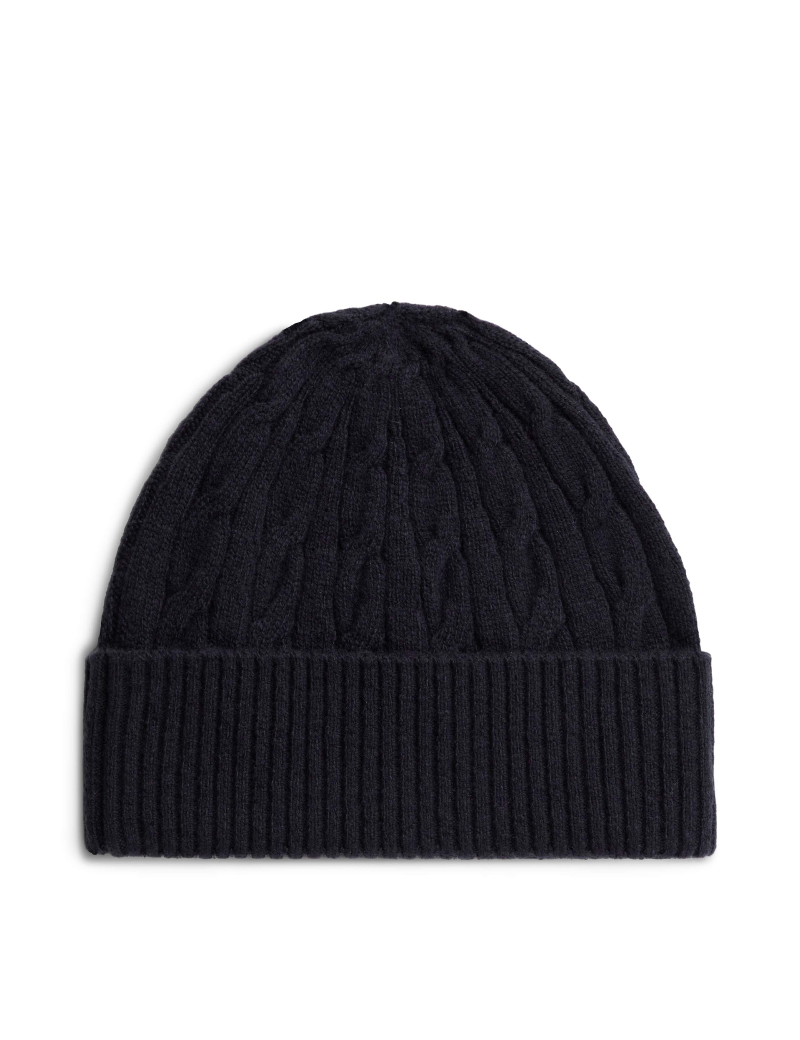 Wool Blend Cable Knit Beanie Hat 3 of 4