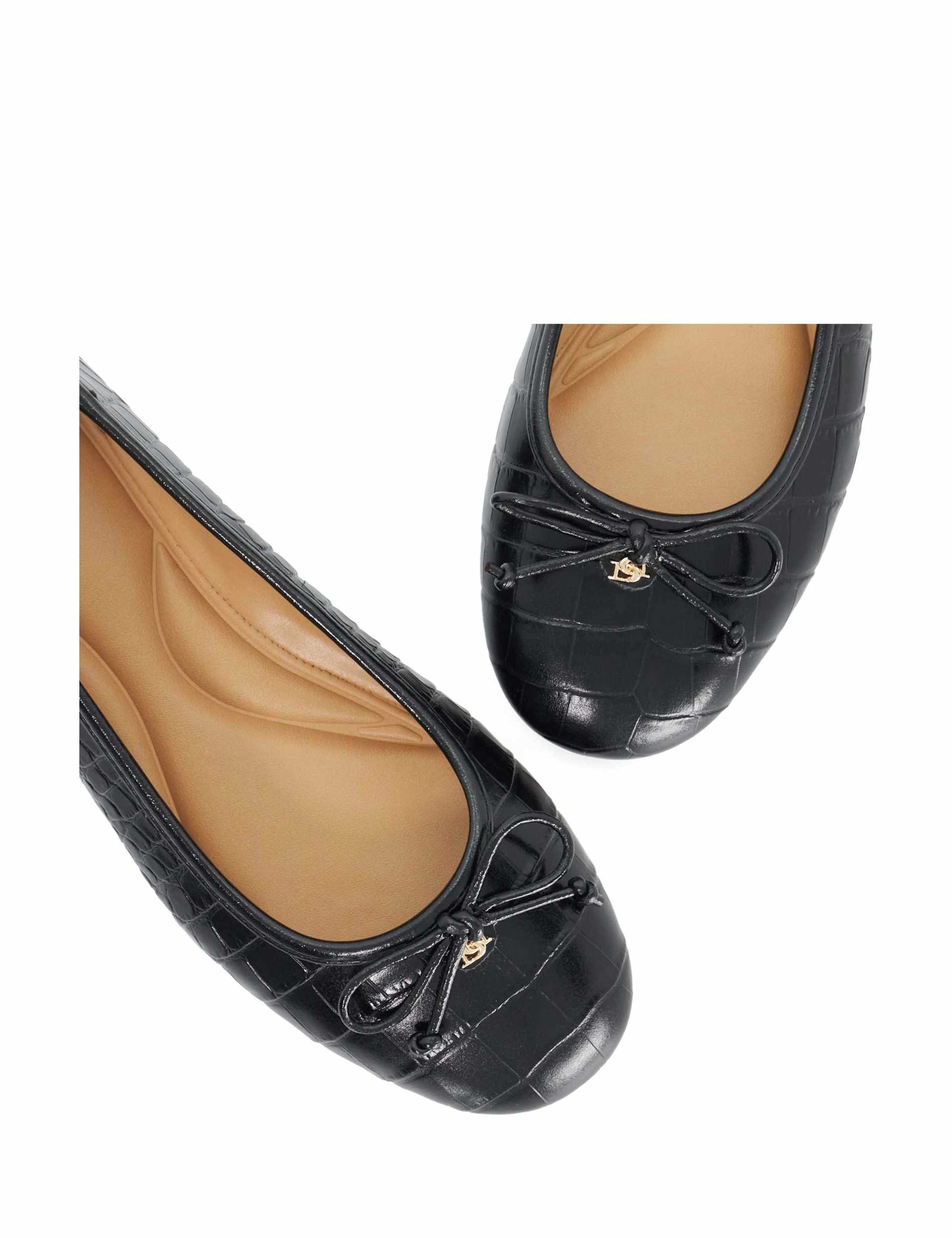 Leather Croc Bow Flat Ballet Pumps 6 of 6