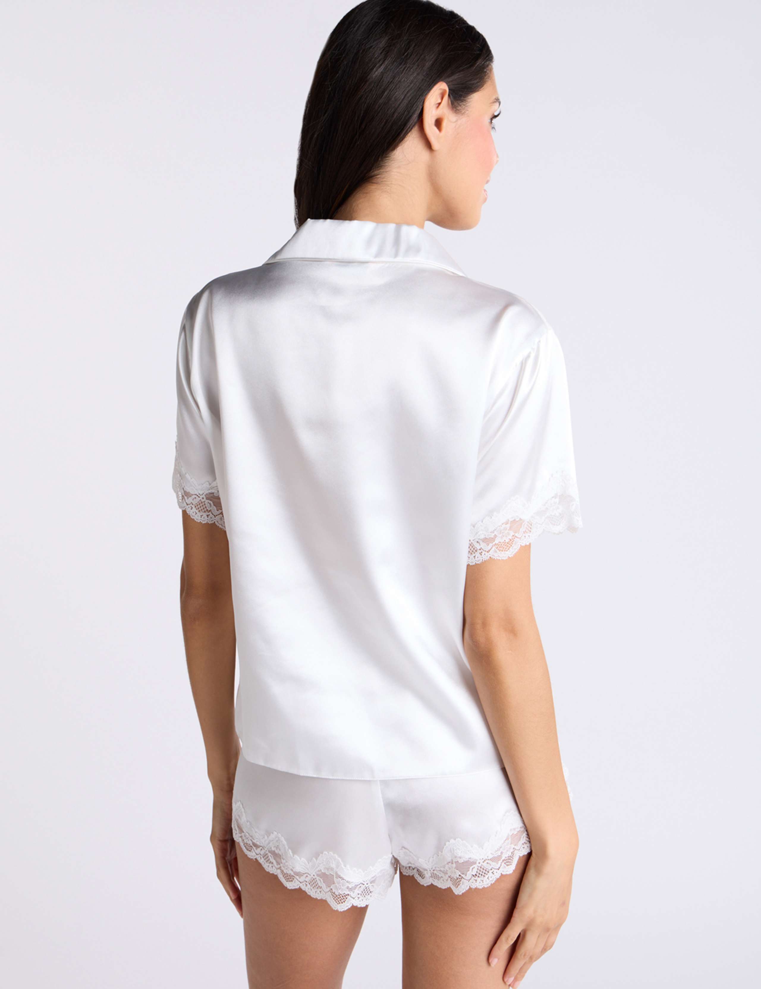 Amelia Satin Lace Trim Shortie Set 2 of 5