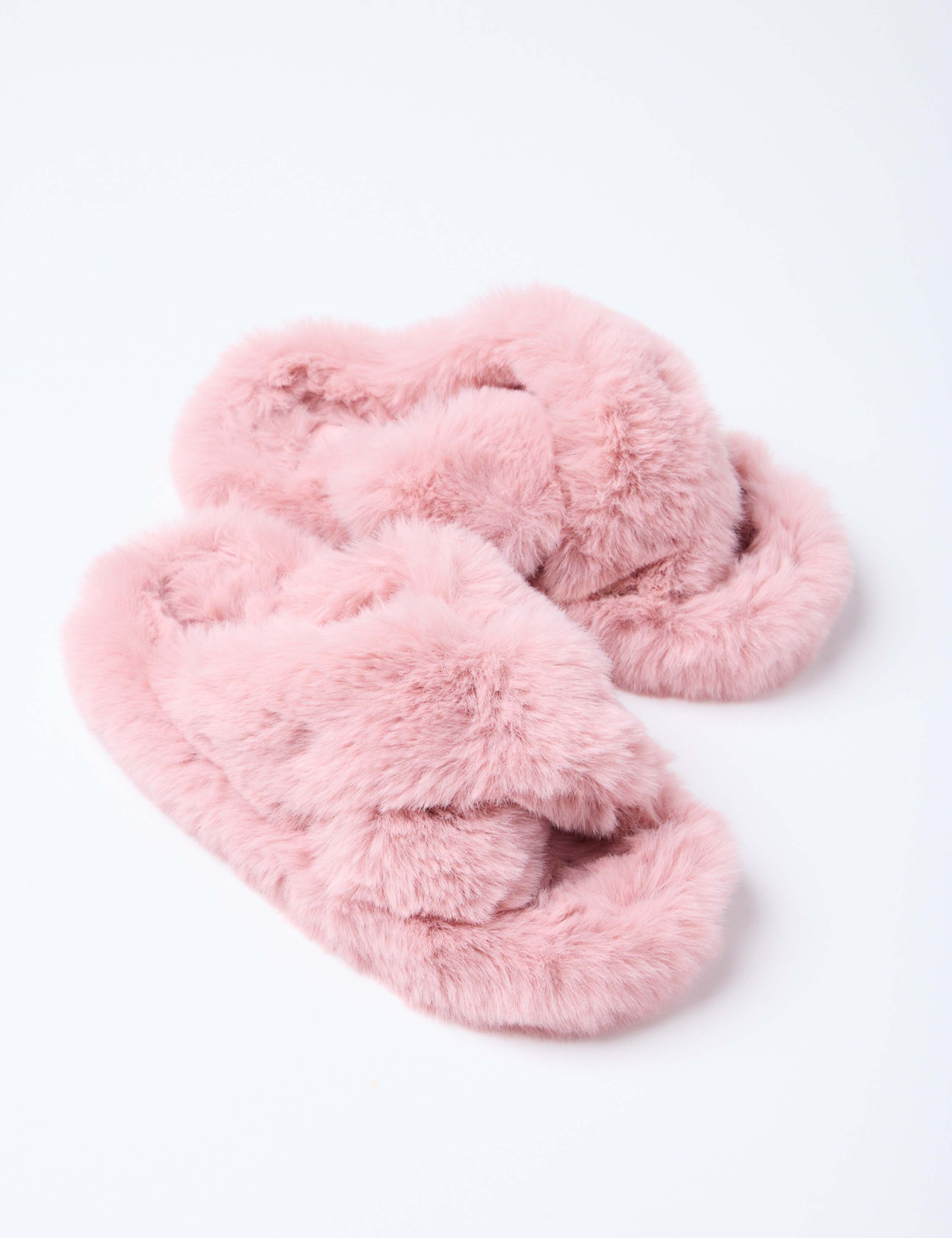 Faux Fur Crossover Slider Slippers 3 of 4