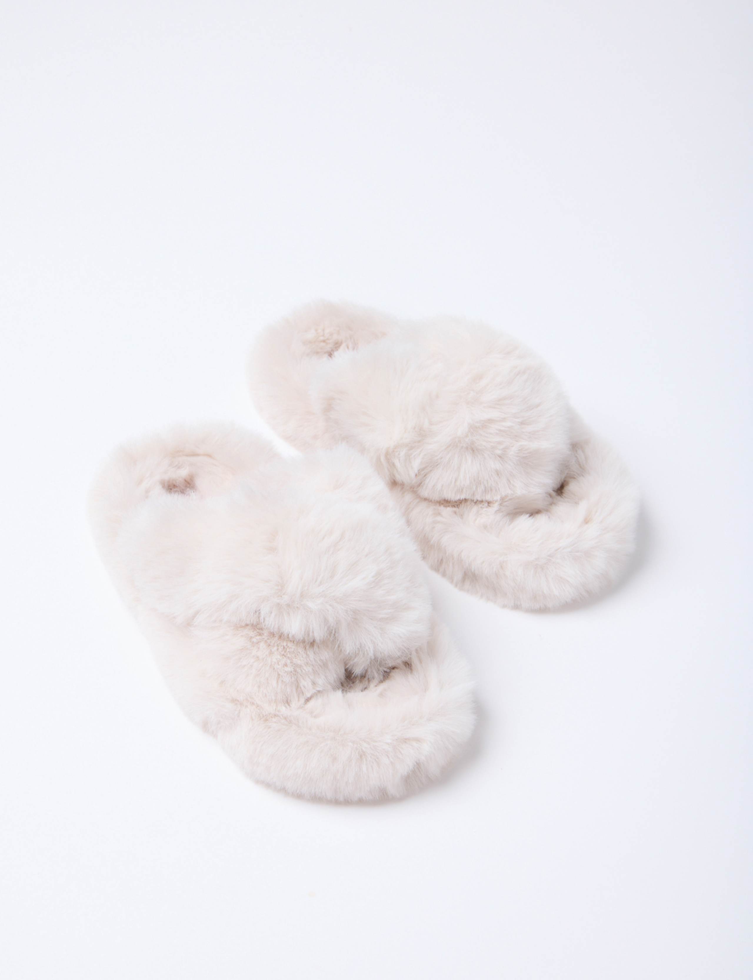 Faux Fur Crossover Slider Slippers 3 of 5