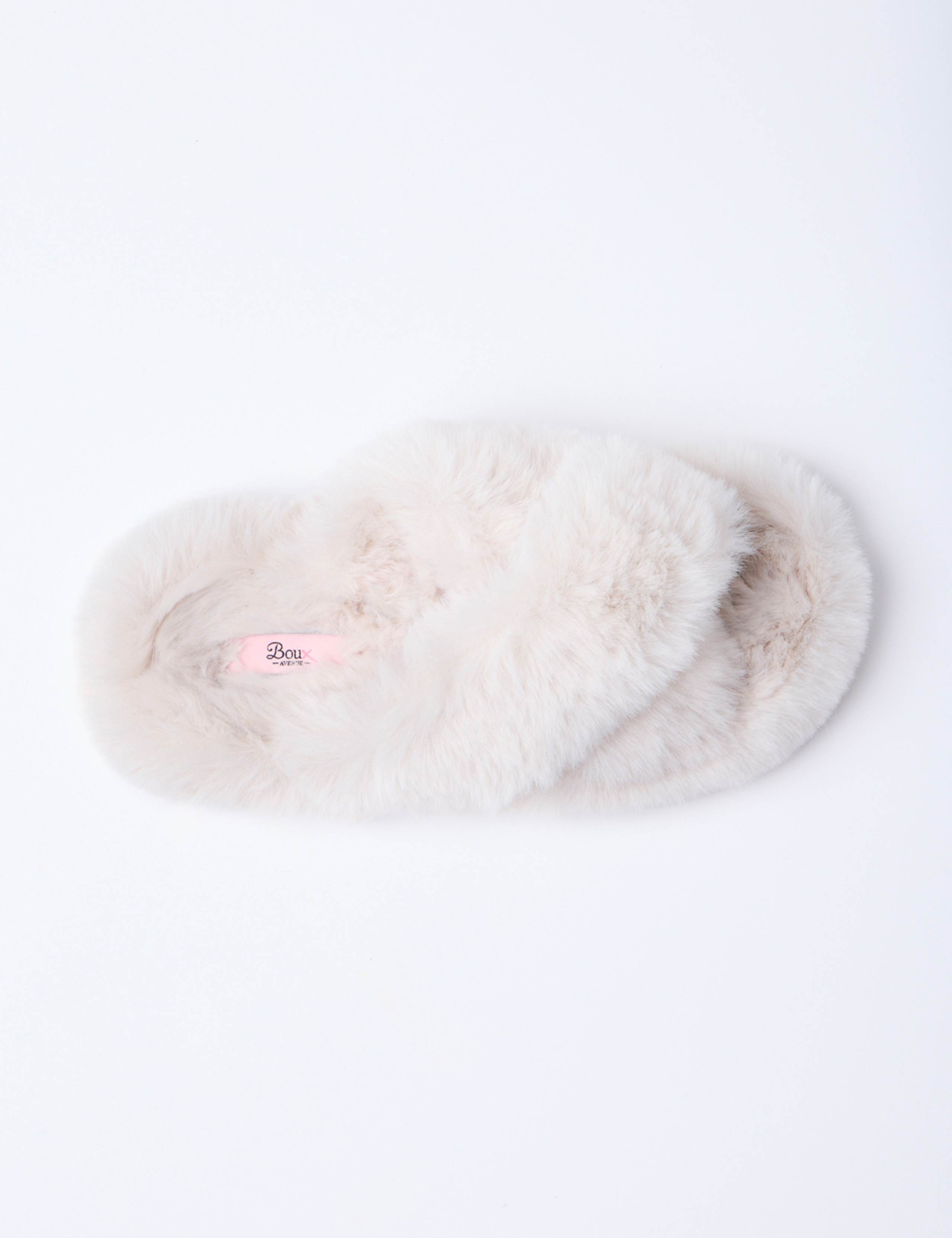Faux Fur Crossover Slider Slippers 4 of 5