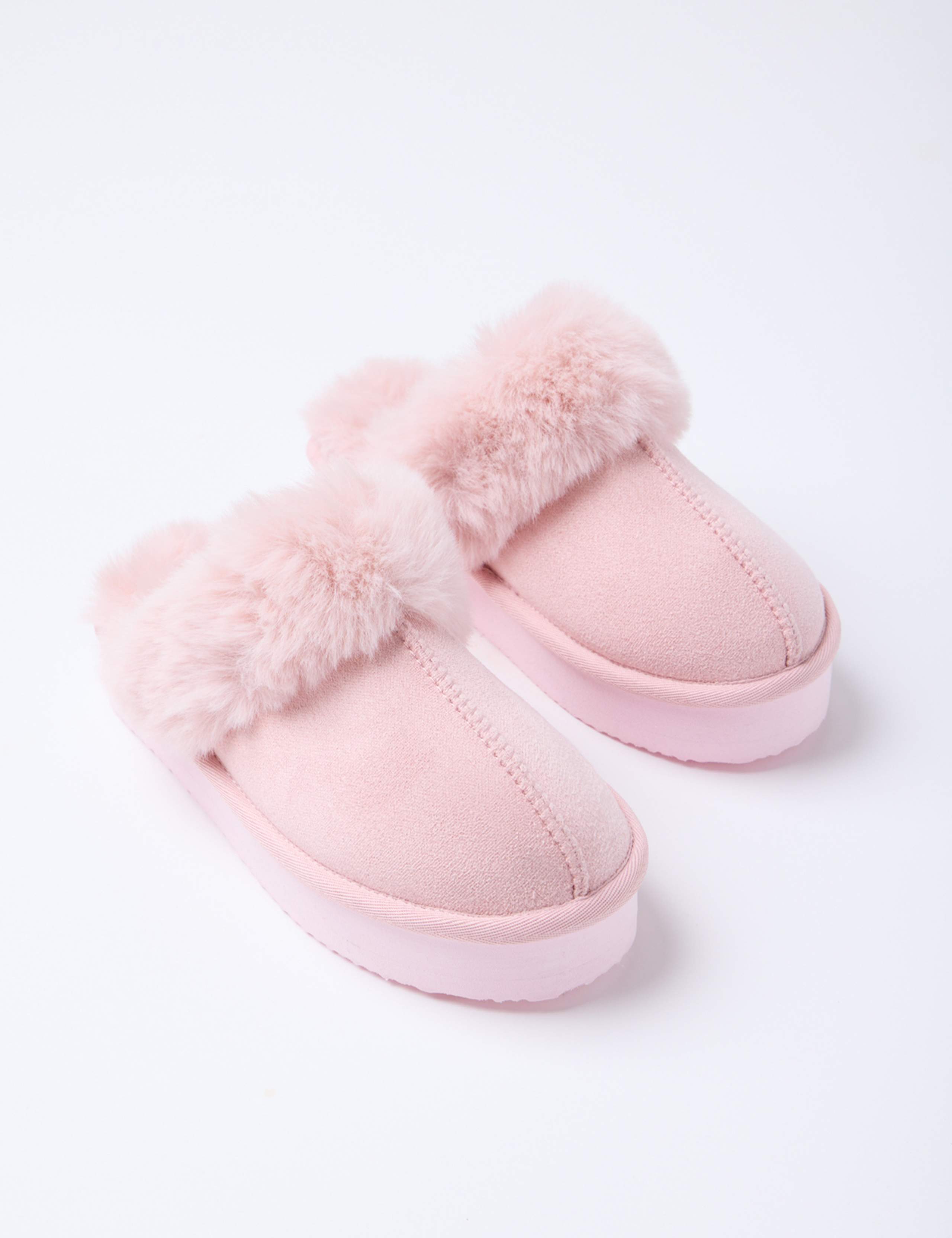 Faux Fur Lined Platform Mule Slippers 3 of 5