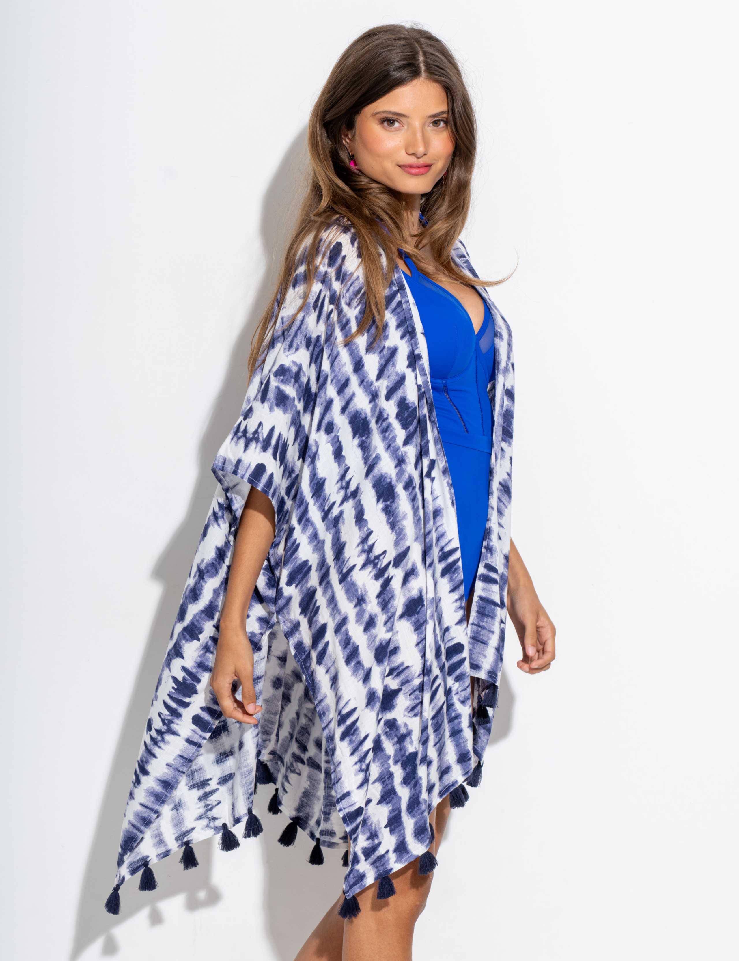 Tie Dye Tassel Mini Kimono Beach Dress 5 of 8