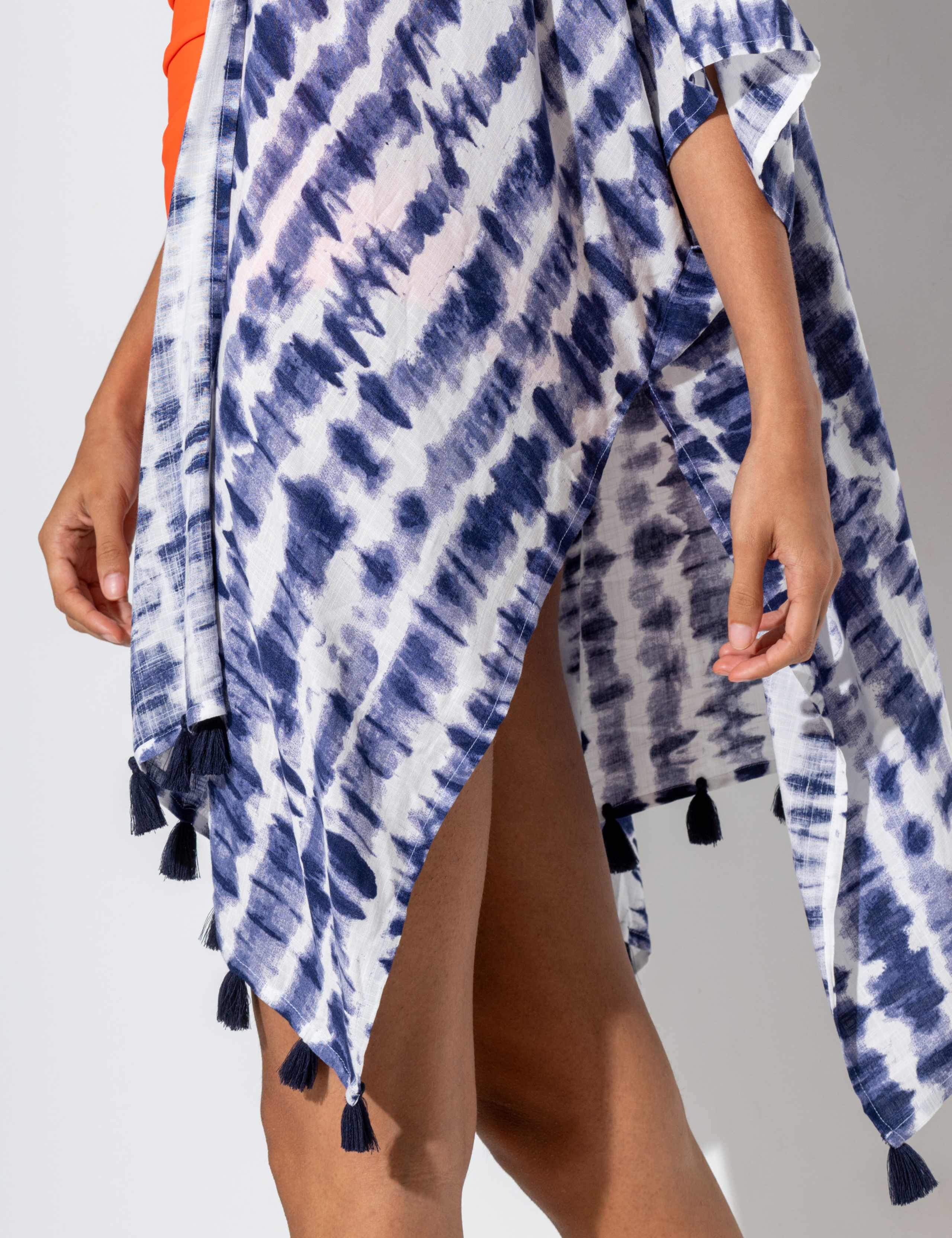 Tie Dye Tassel Mini Kimono Beach Dress 7 of 8