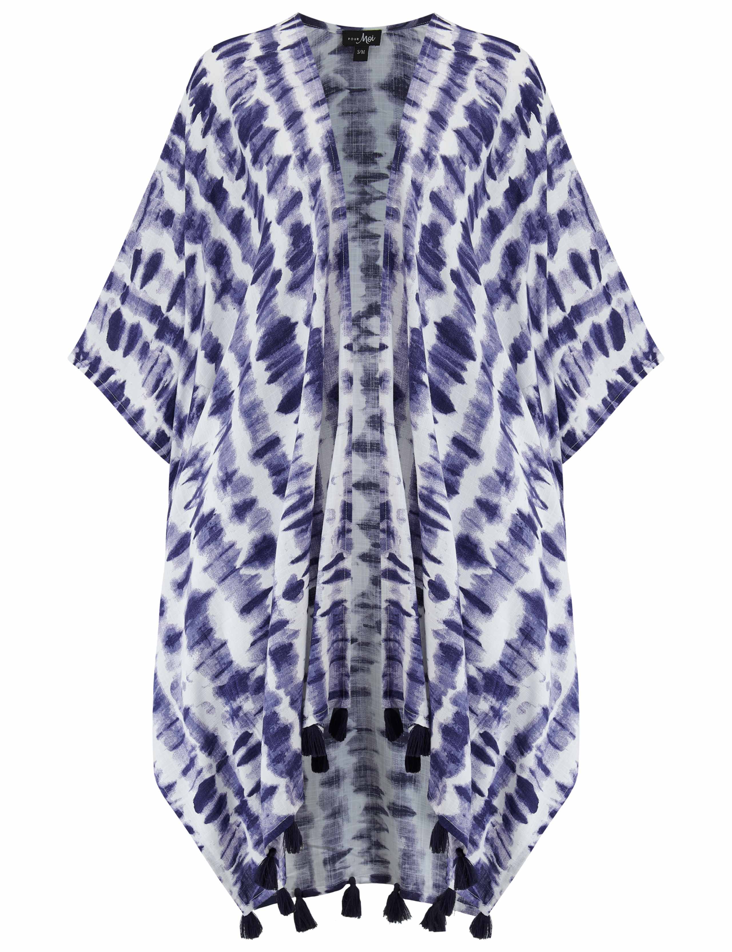 Tie Dye Tassel Mini Kimono Beach Dress 2 of 8