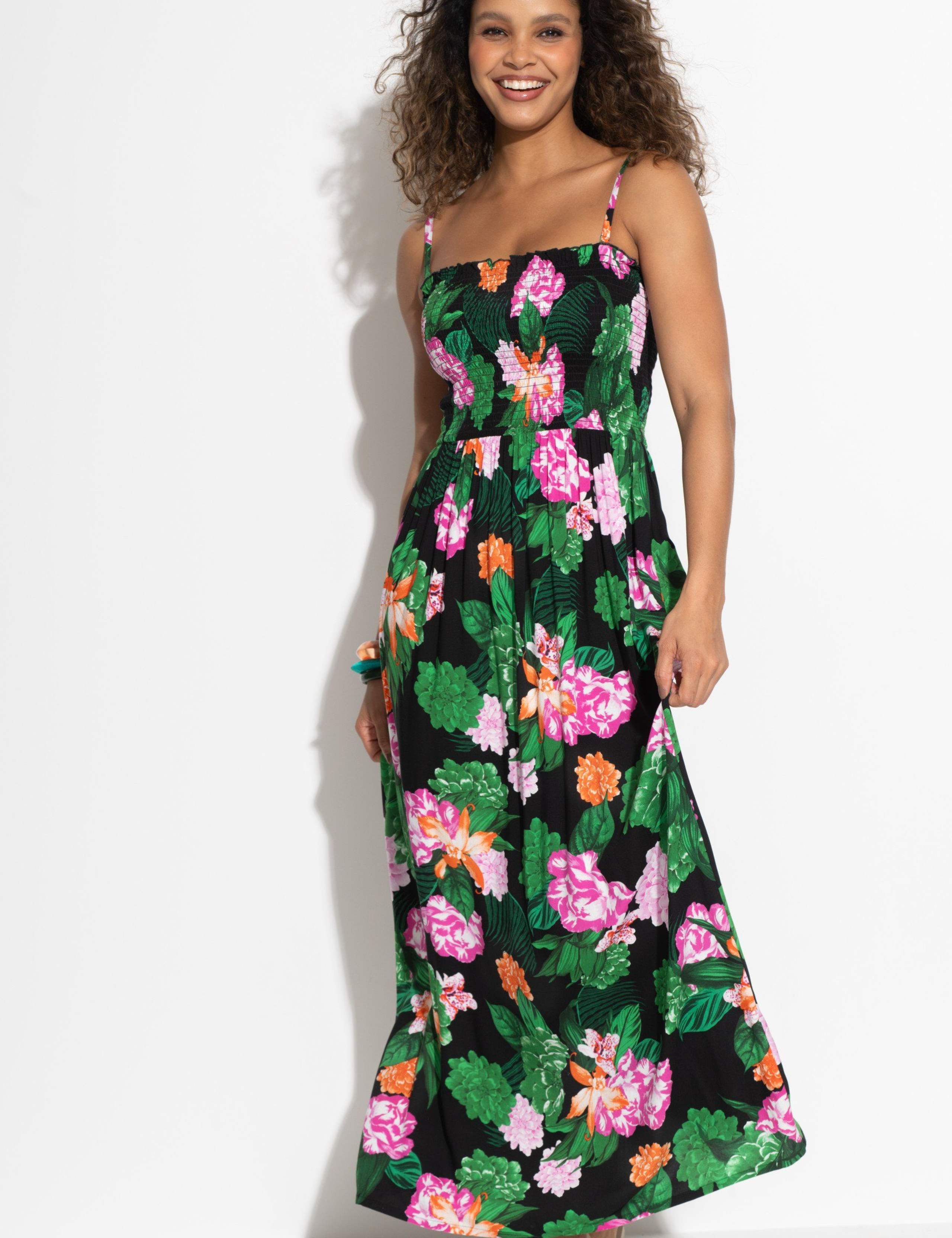 Emma Floral Maxi Shirred Beach Dress 4 of 7