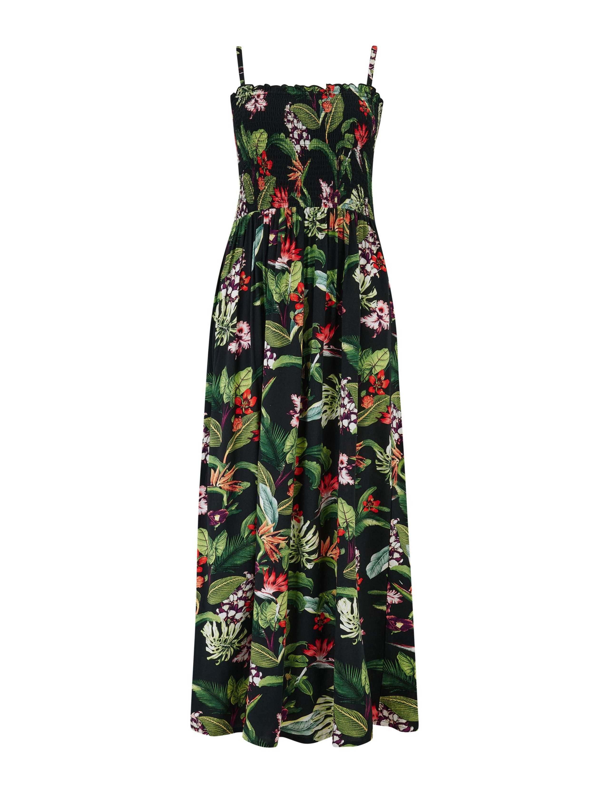 Printed Maxi Shirred Beach Dress 2 of 7