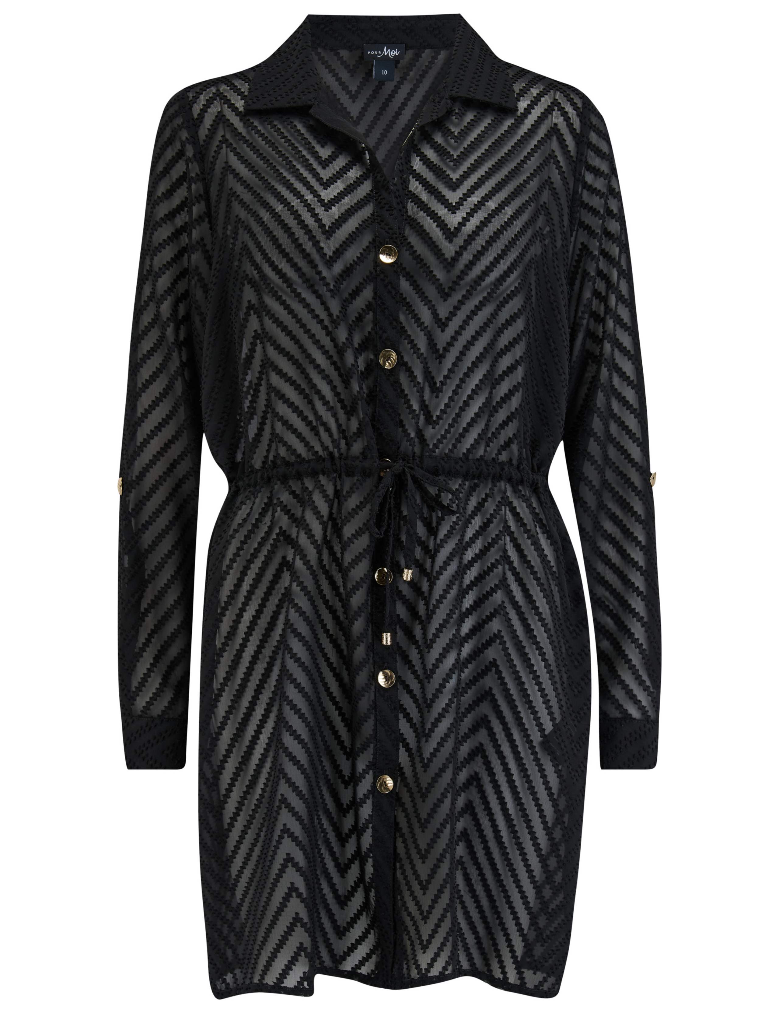 Chevron Stripe Button Through Beach Shirt 2 of 7