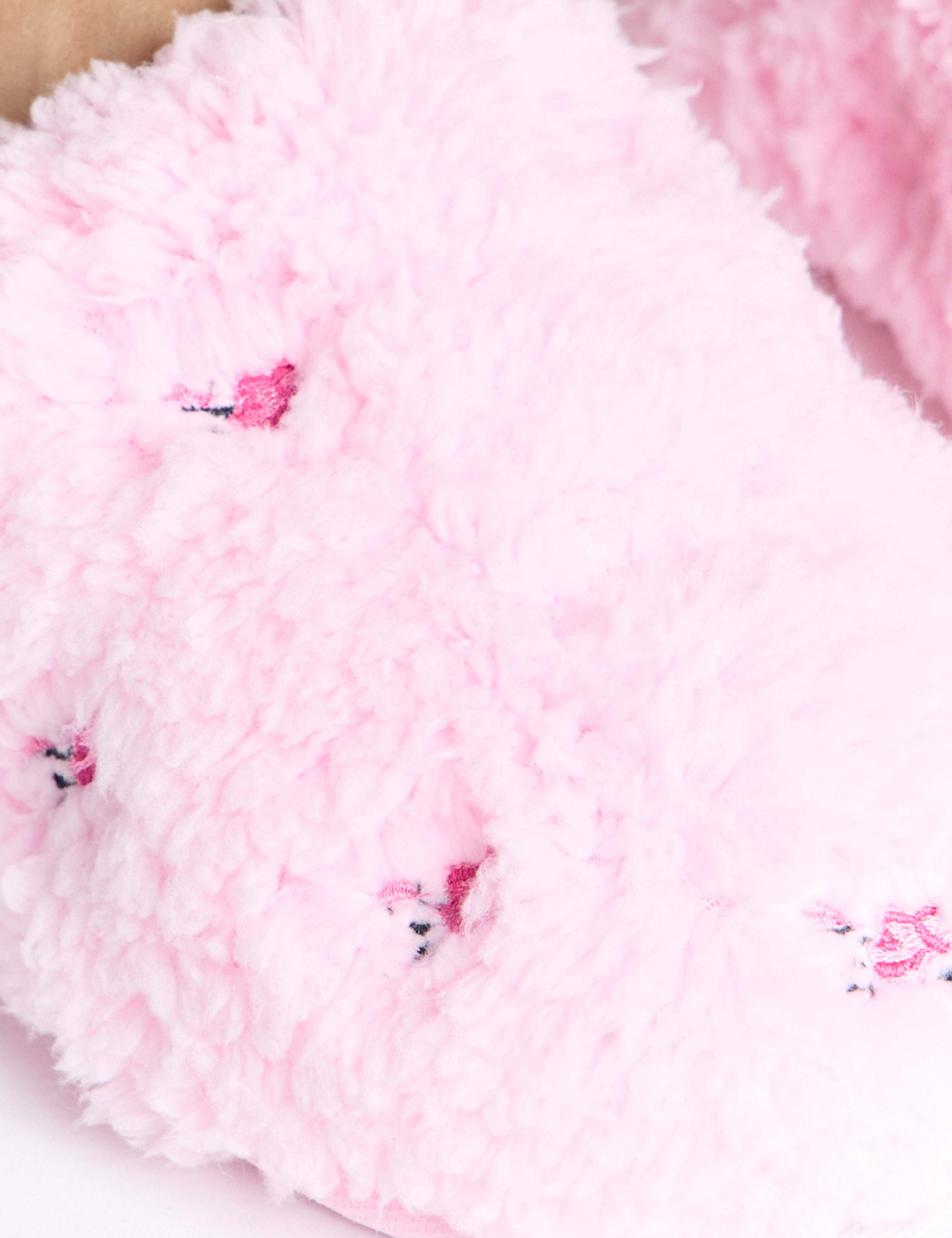 Faux Fur Floral Embroidered Mule Slippers 5 of 6