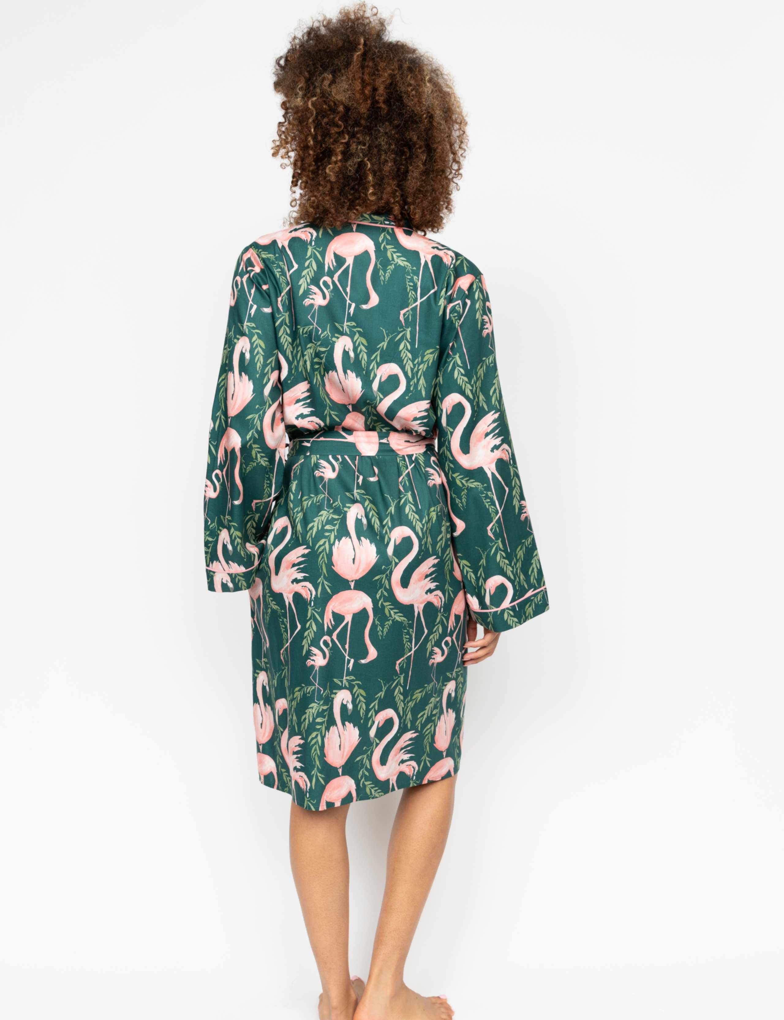 Cotton Modal Flamingo Print Dressing Gown 3 of 3