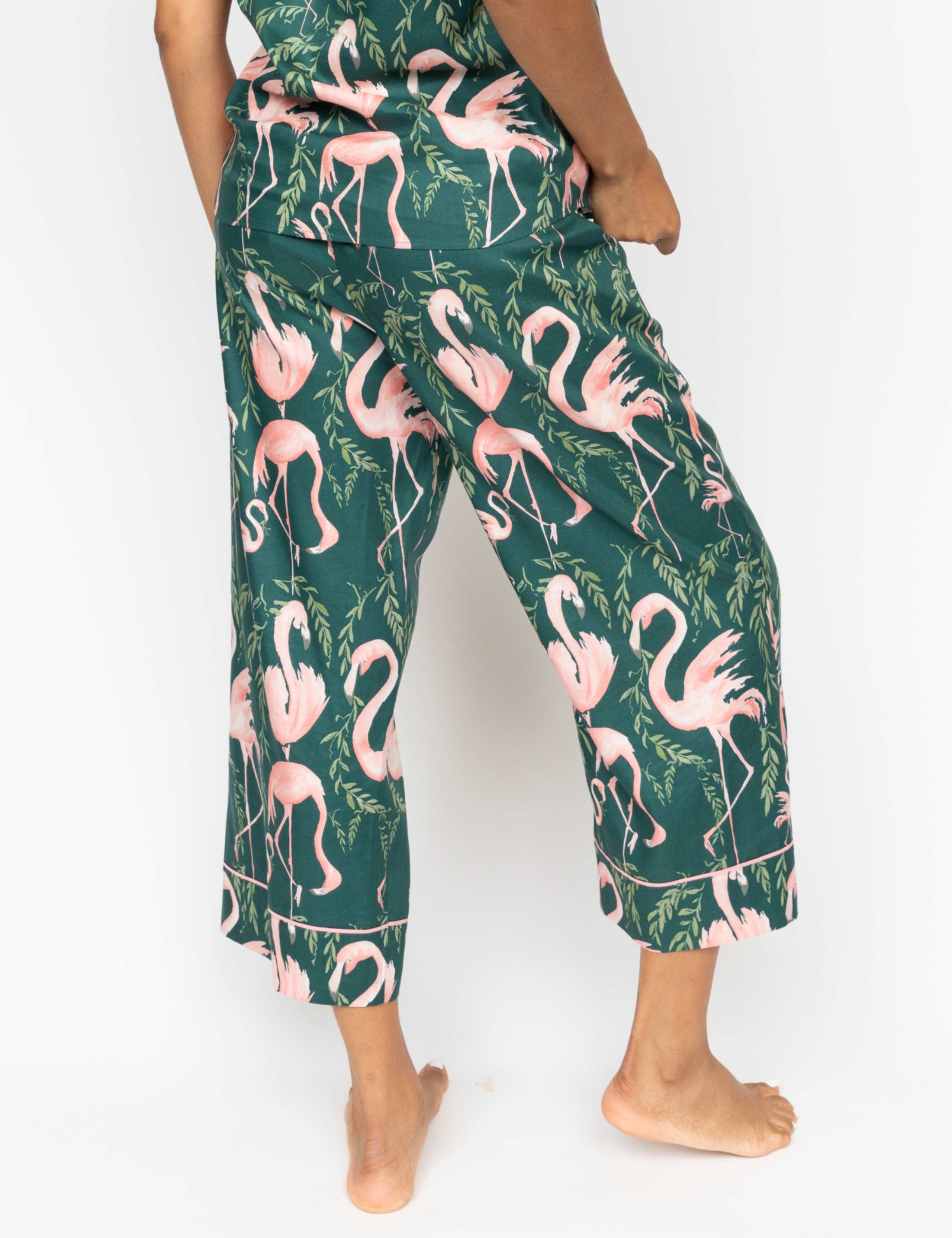 Cotton Modal Flamingo Cropped Pyjama Bottoms 3 of 4