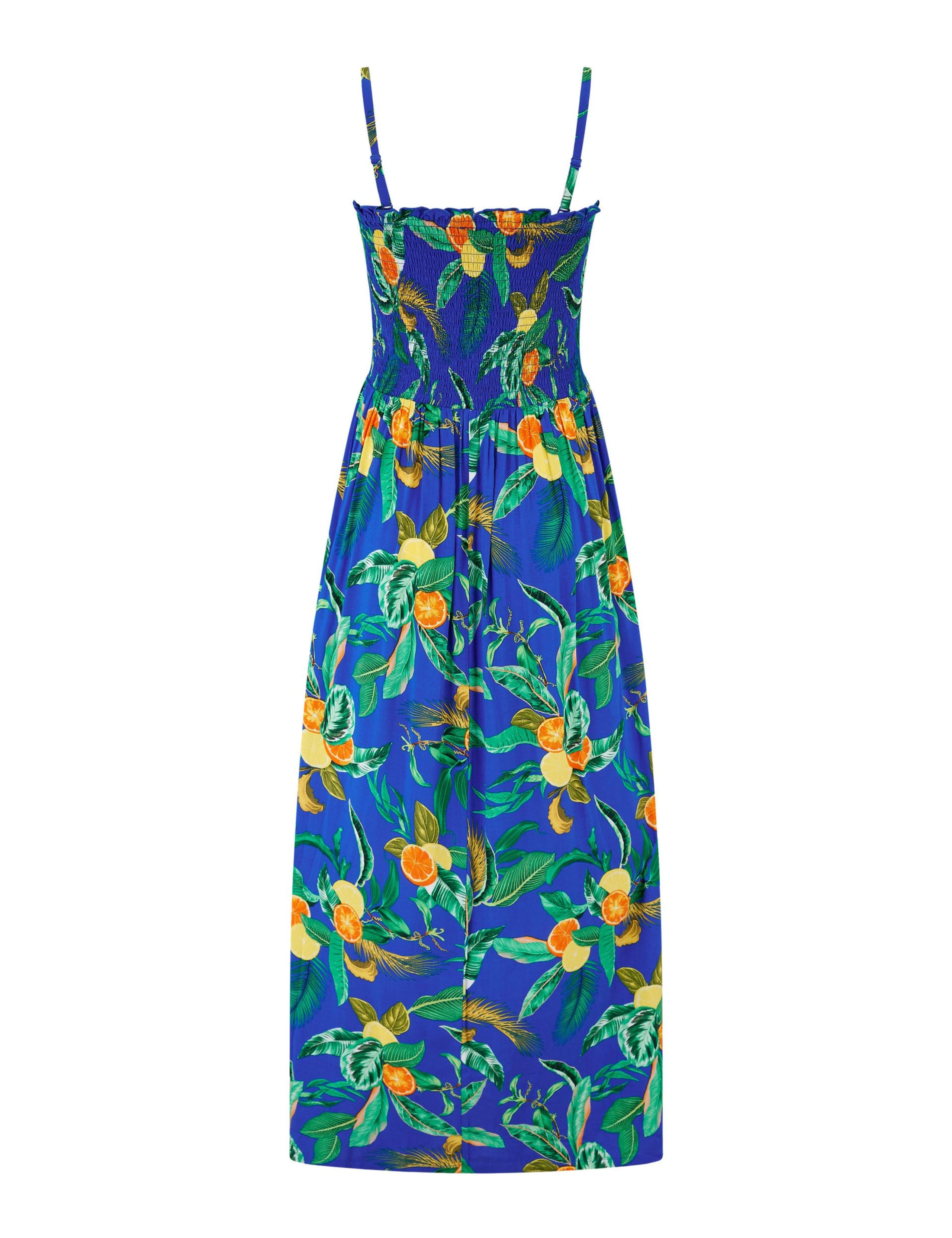 Printed Strapless Shirred Maxi Beach Dress 7 of 7