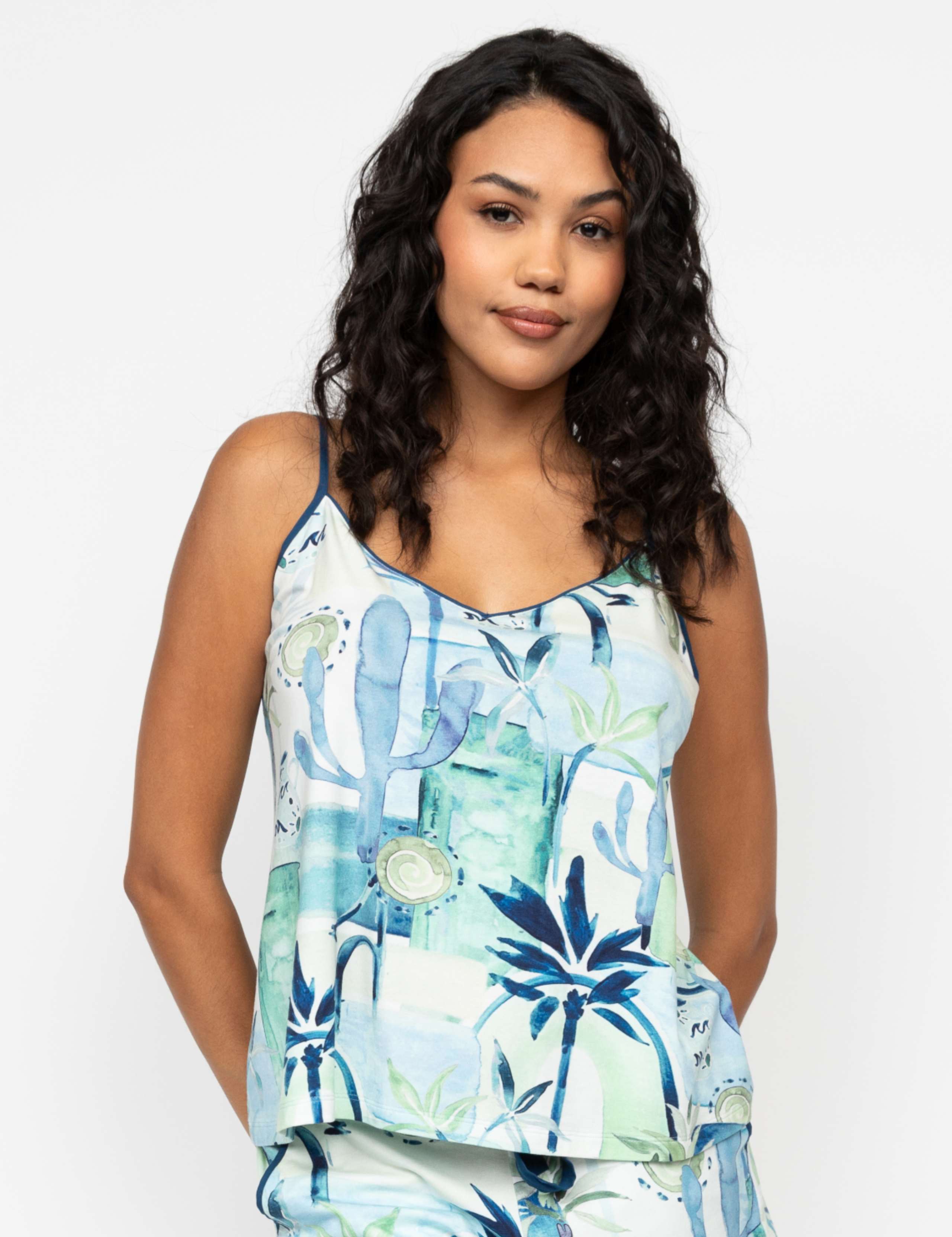 Cotton Modal Tropical Print Cami Top 1 of 4