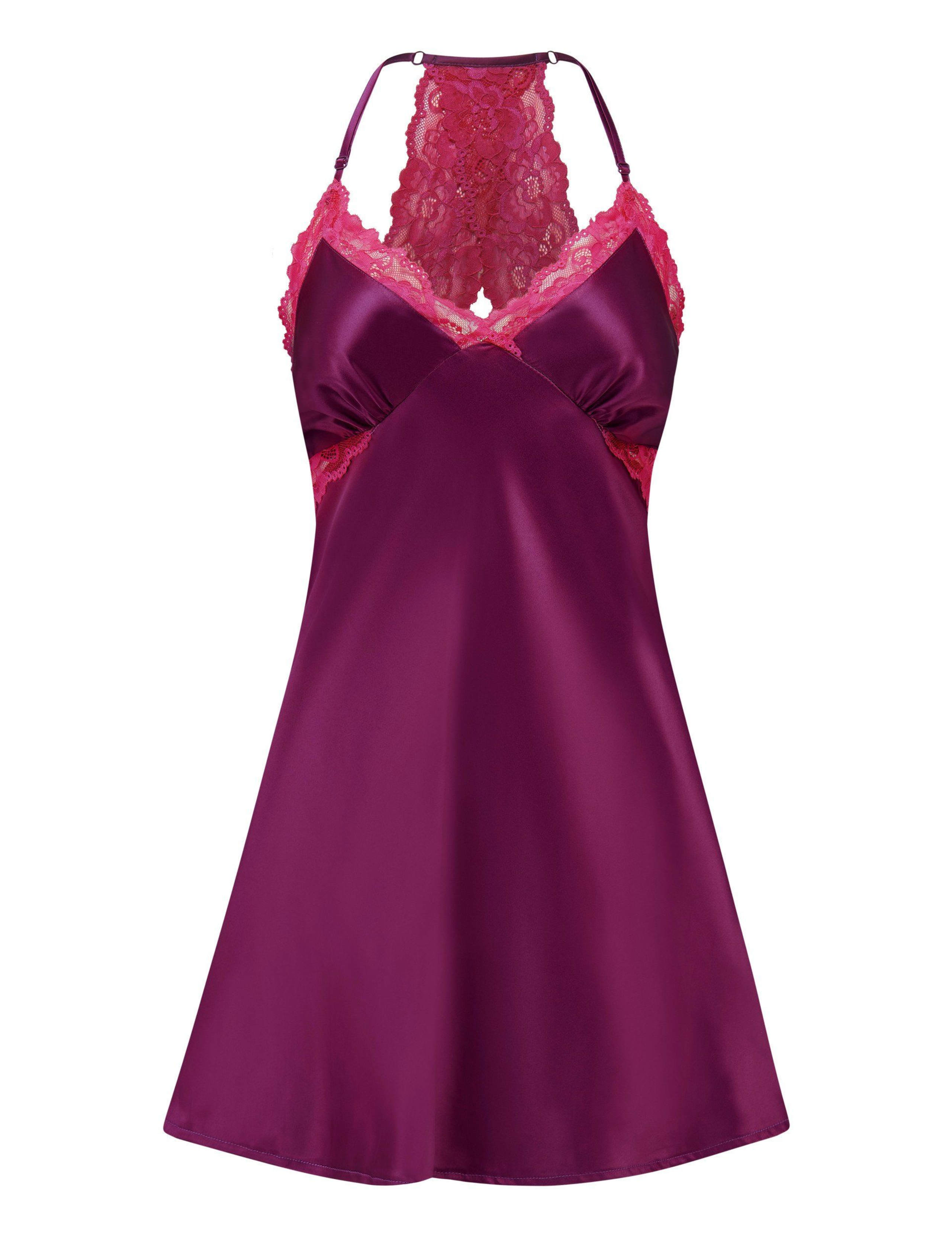 Dusk Satin Lace Trim Strappy Chemise 2 of 9