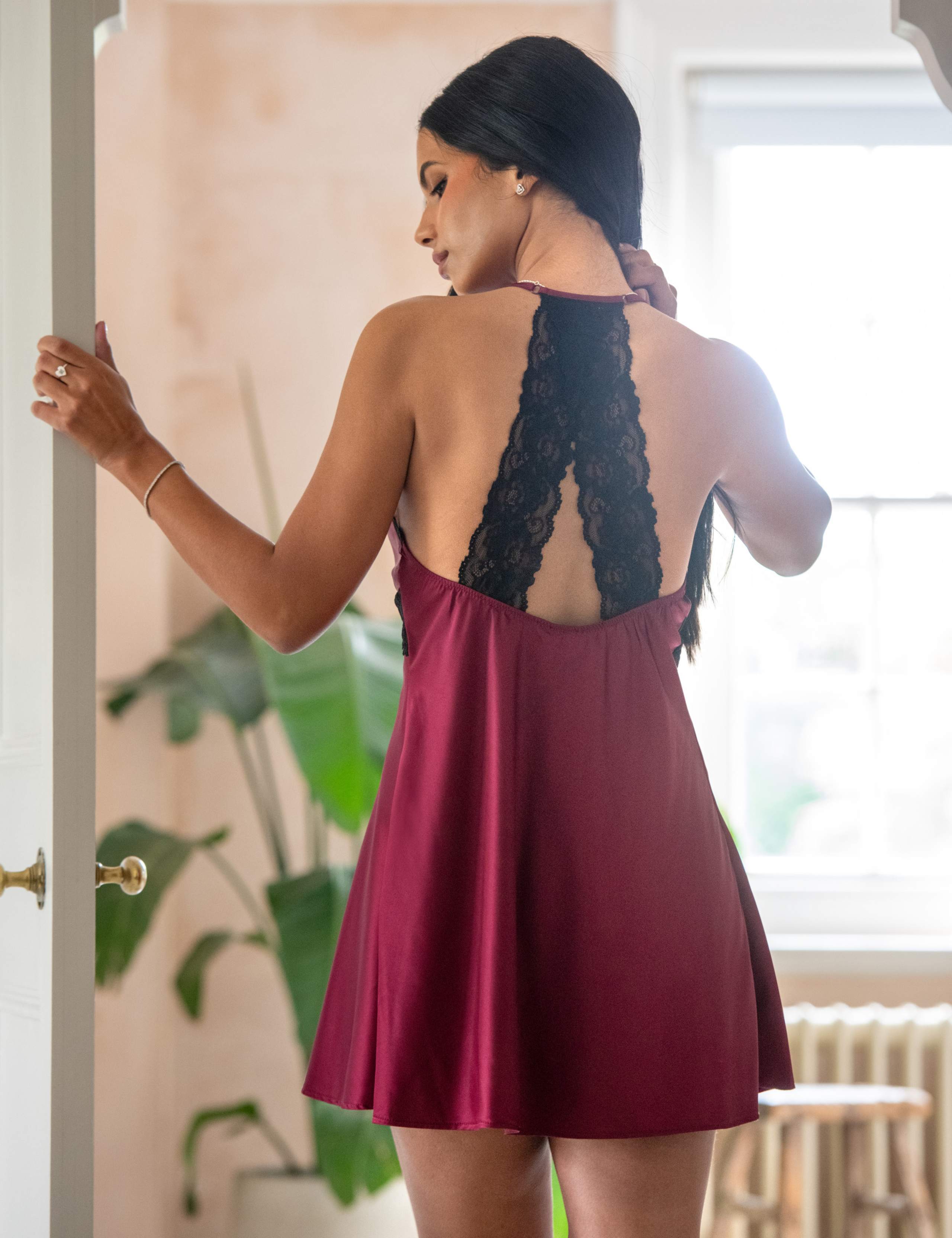 Dusk Satin Lace Trim Strappy Chemise 4 of 8