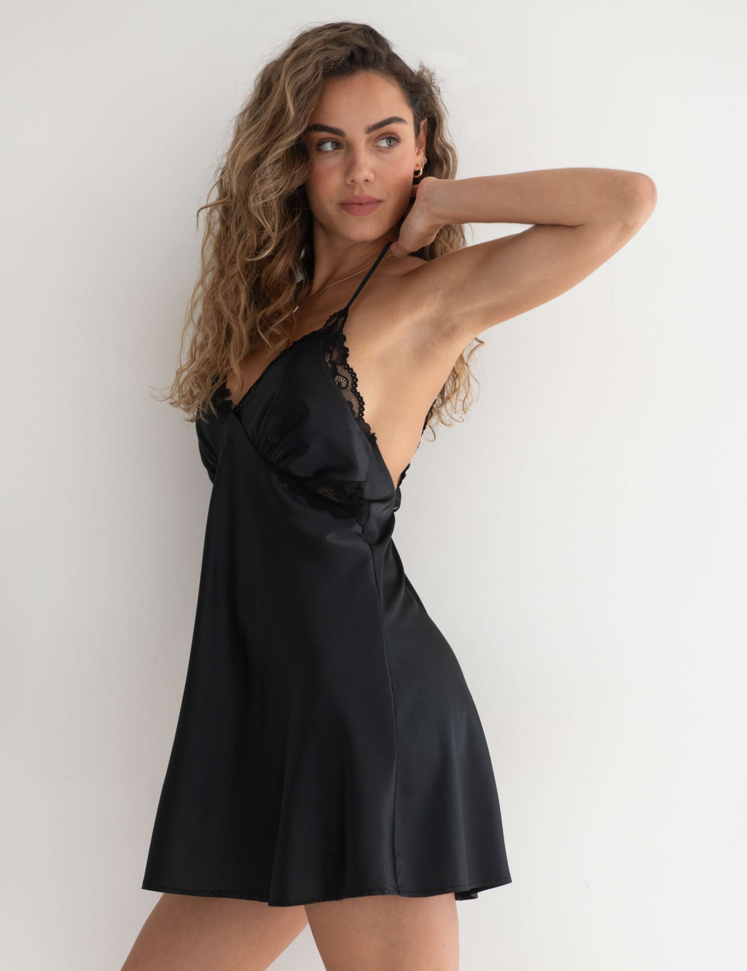 Dusk Satin Lace Trim Strappy Chemise 6 of 9