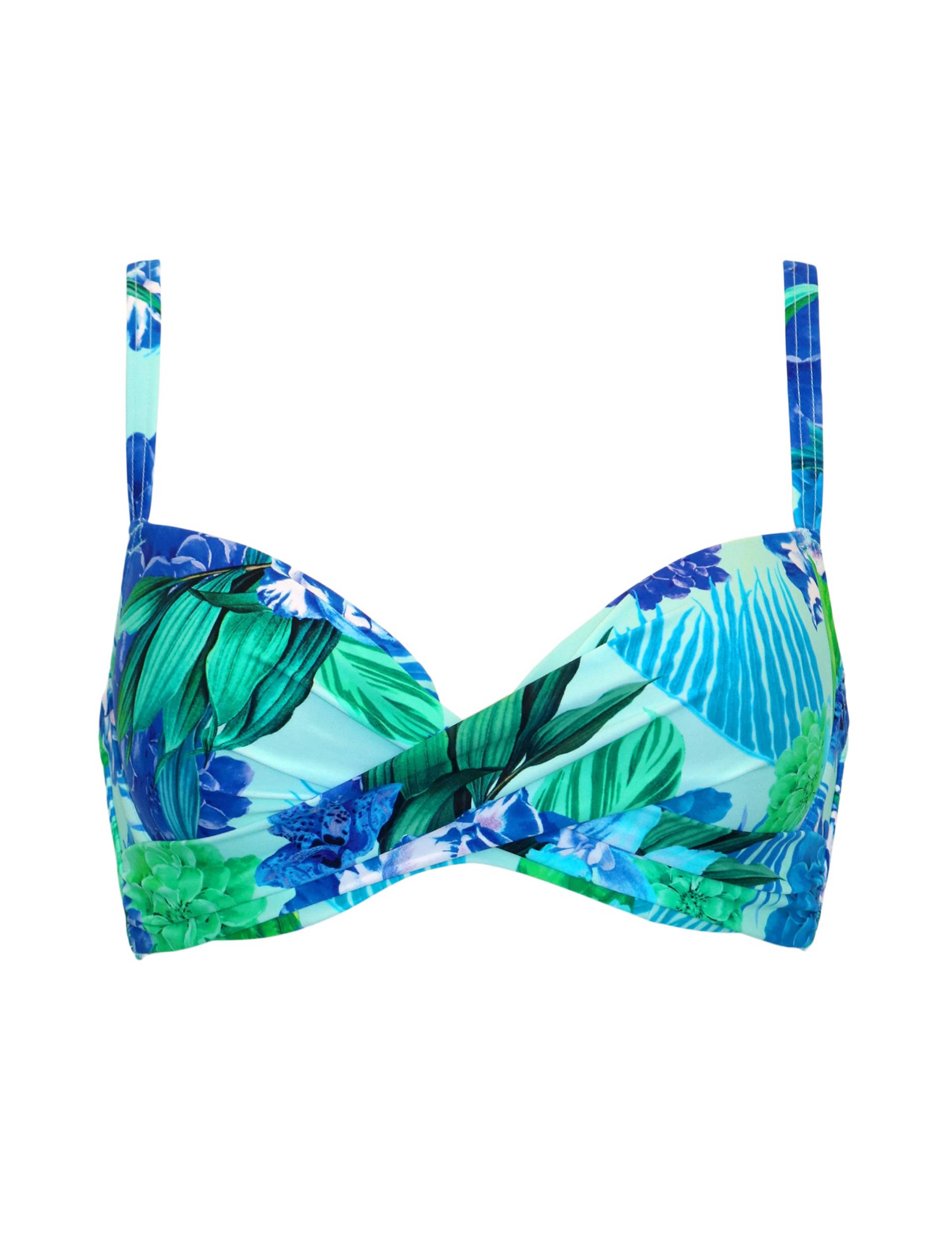 Free Spirit Floral Wired Plunge Bikini Top (B-G) 2 of 11