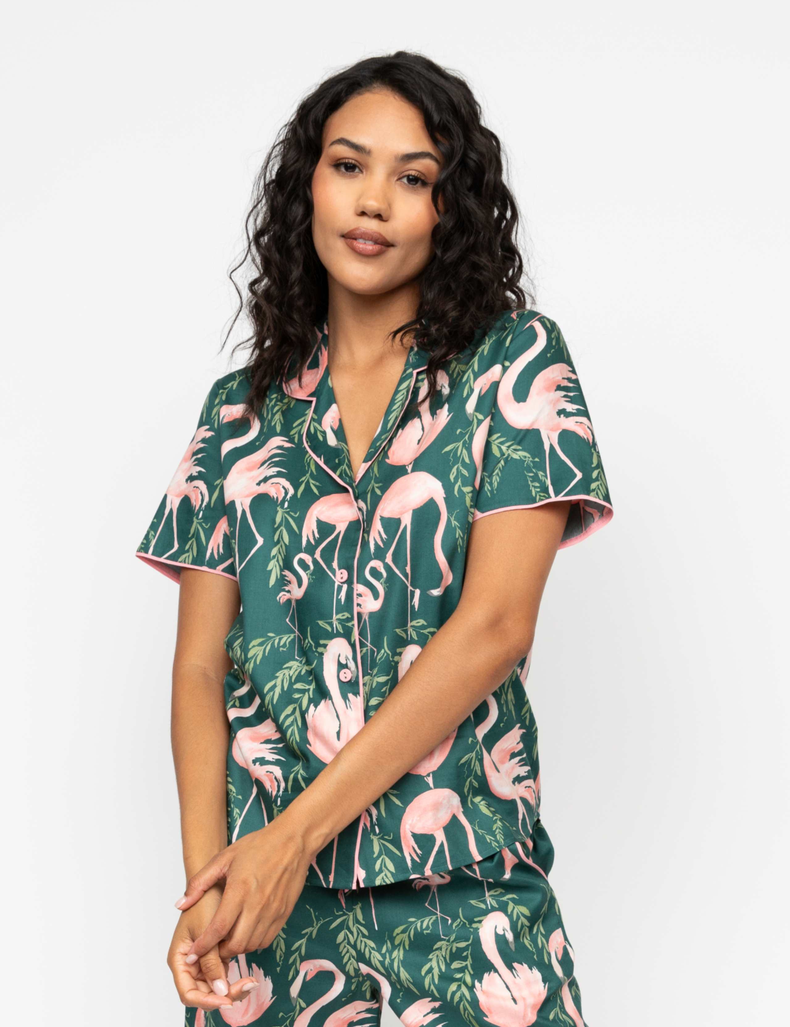 Cotton Modal Flamingo Pyjama Top 1 of 4