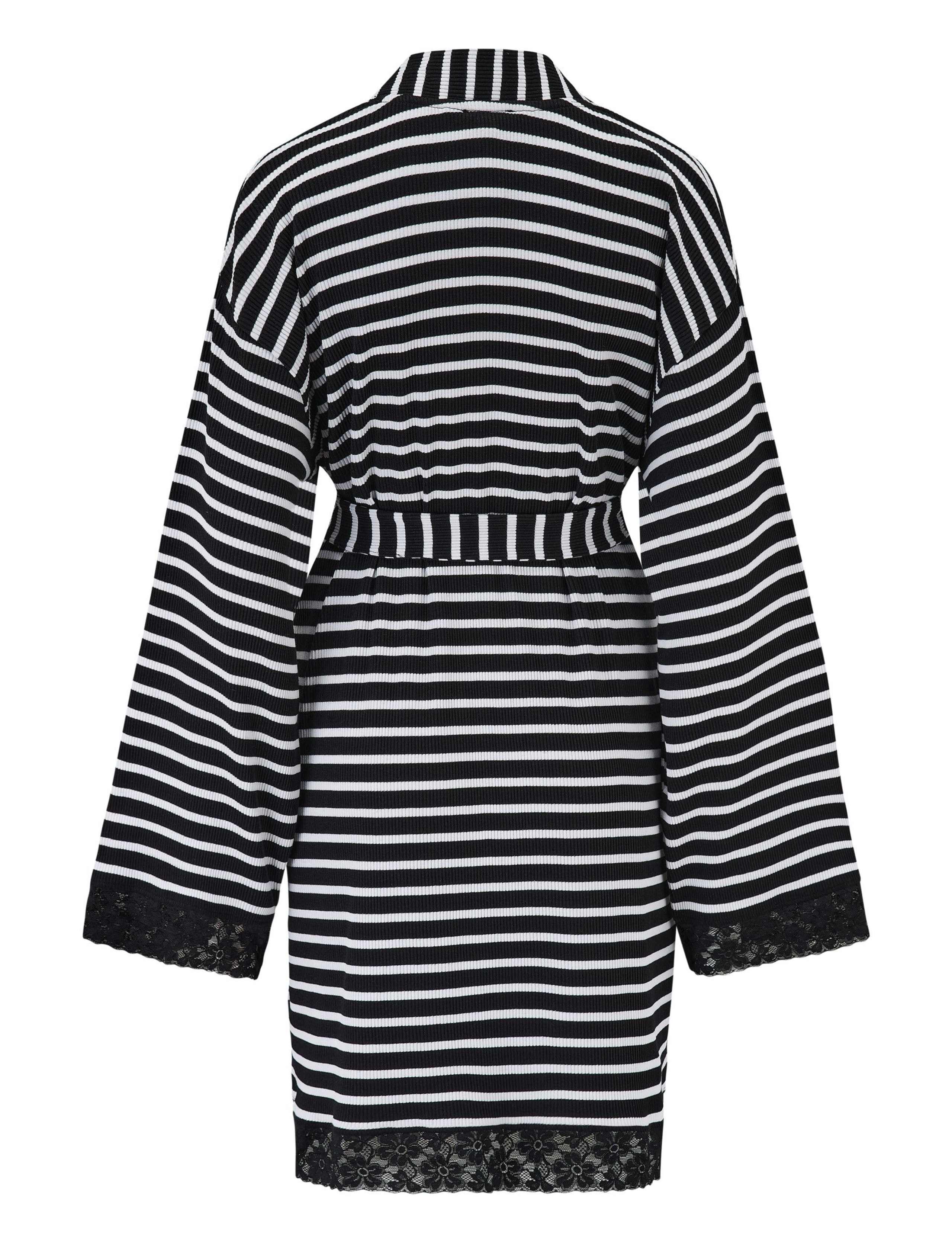 Ribbed Cotton Jersey Stripe Lace Trim Gown 7 of 8
