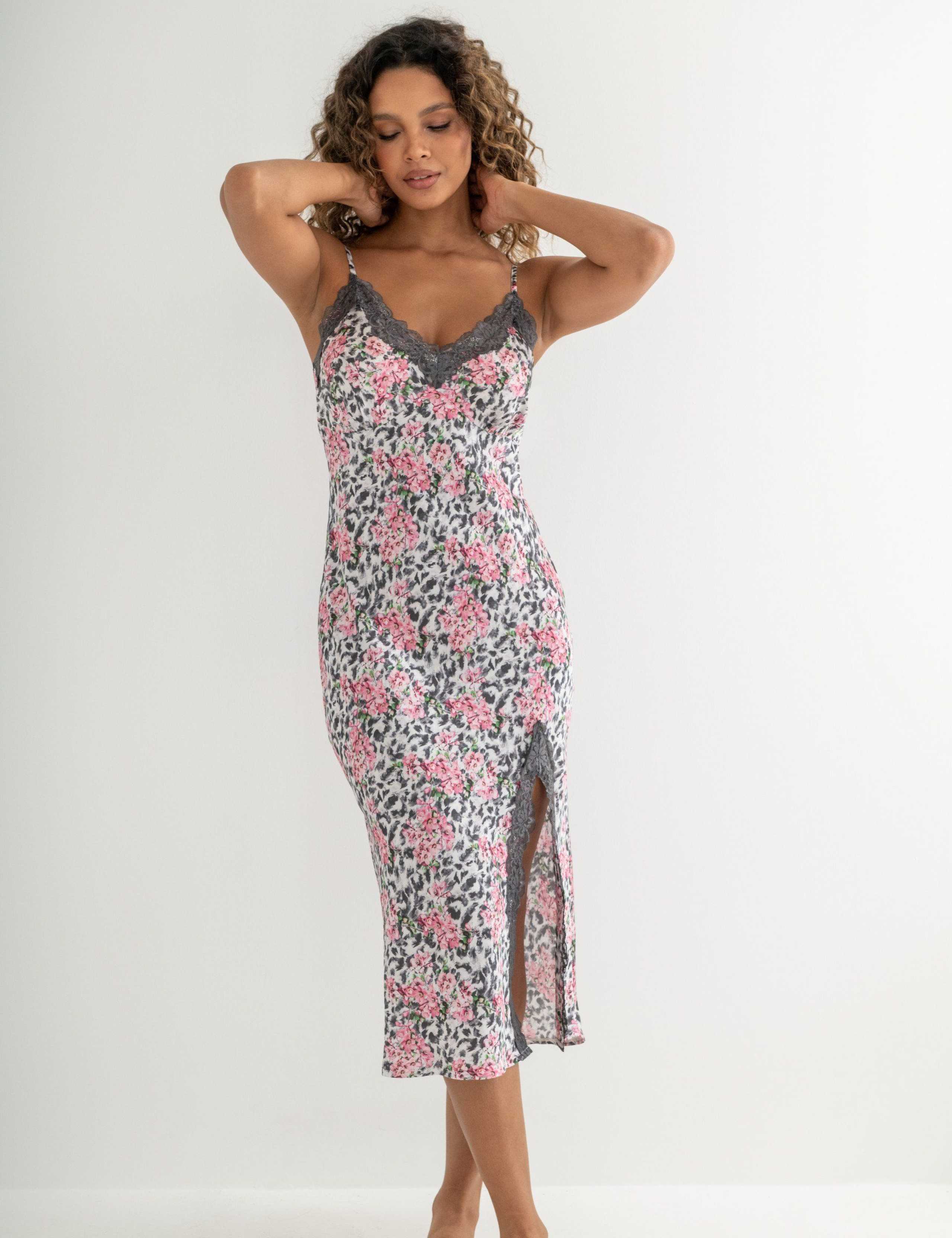 Dusk Satin and Lace Midi Chemise 3 of 7