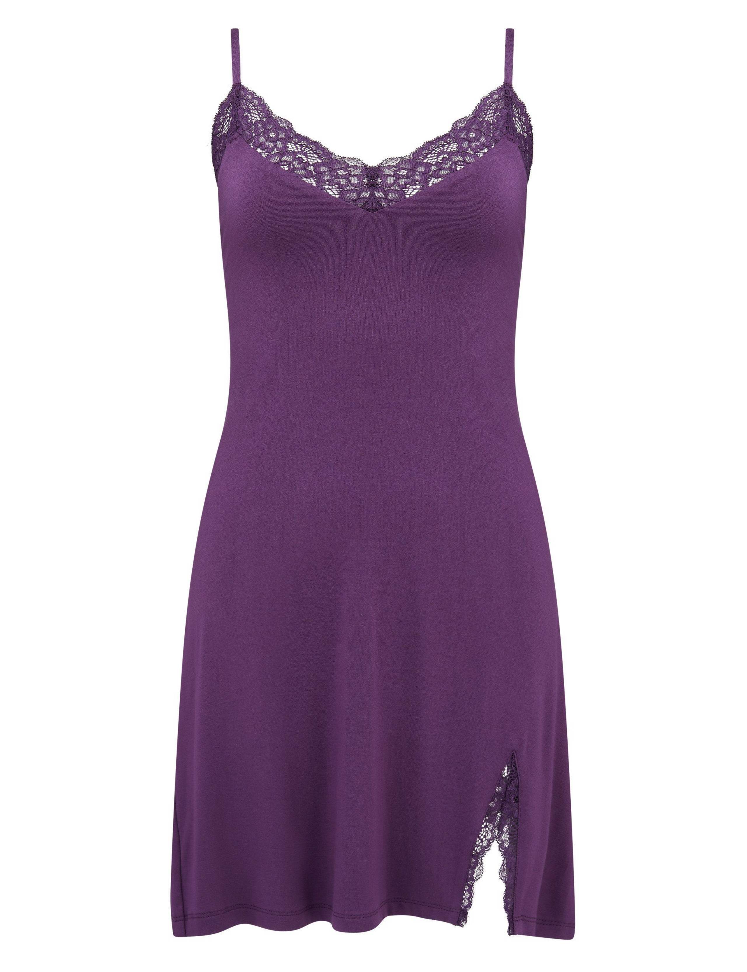 Jersey Floral Lace Trim Strappy Chemise 2 of 8