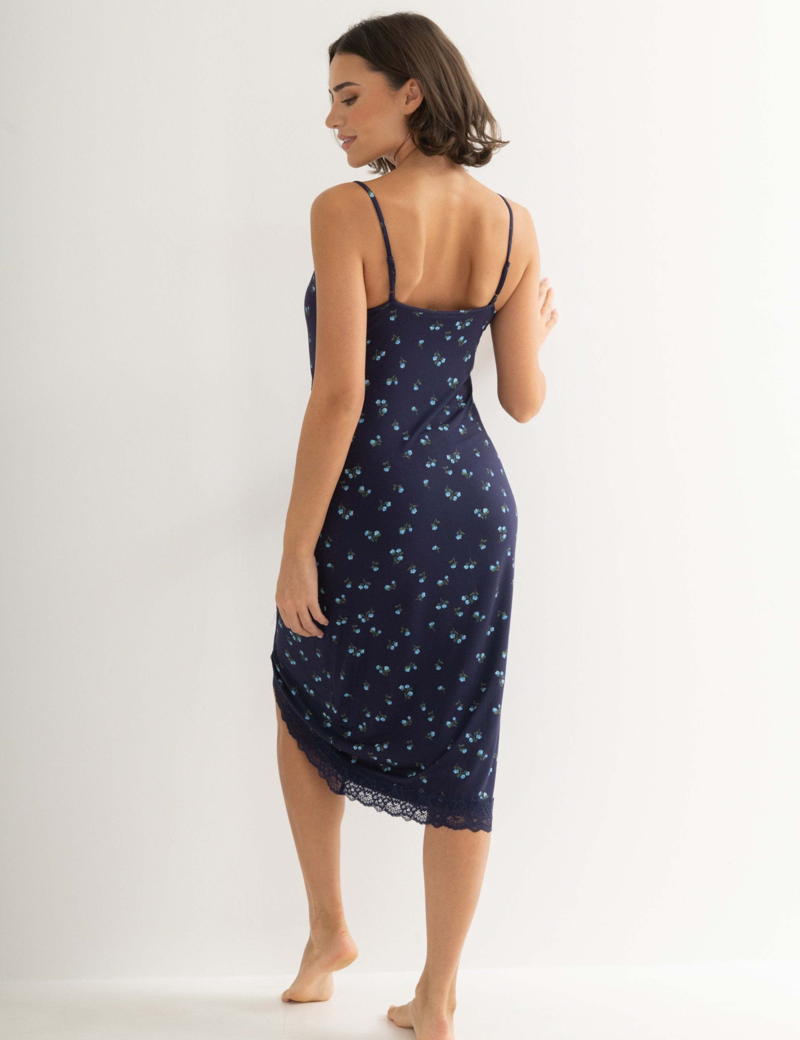 Jersey Strappy Lace Trim Print Chemise 4 of 4