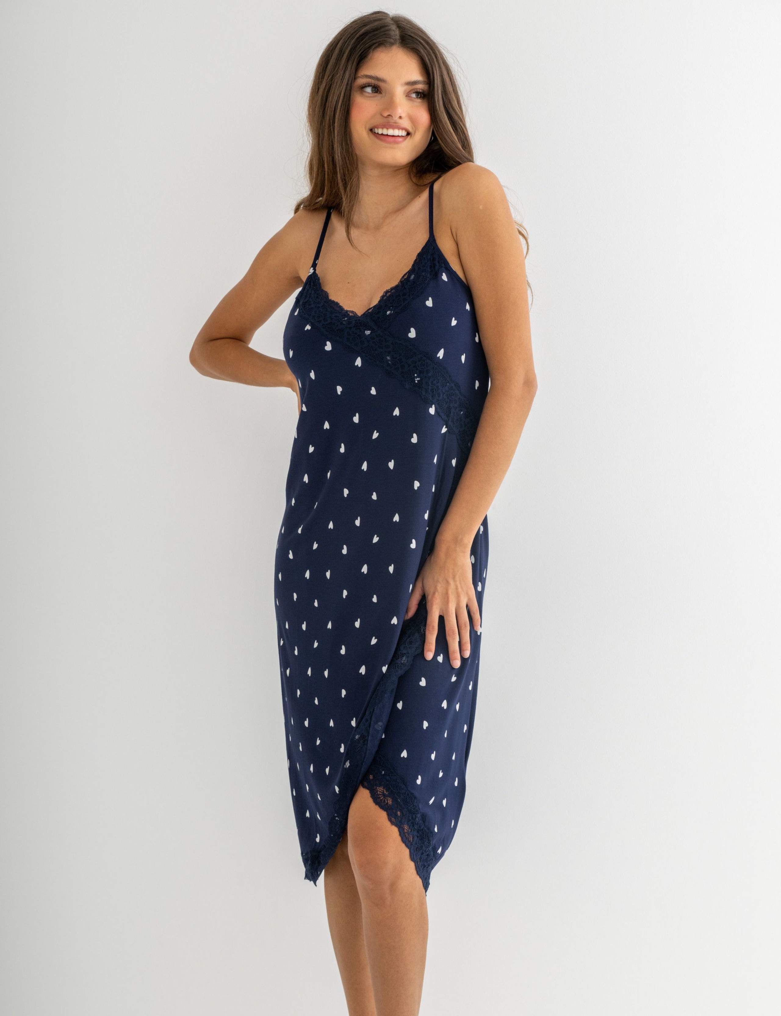 Jersey Strappy Lace Trim Print Chemise 6 of 8