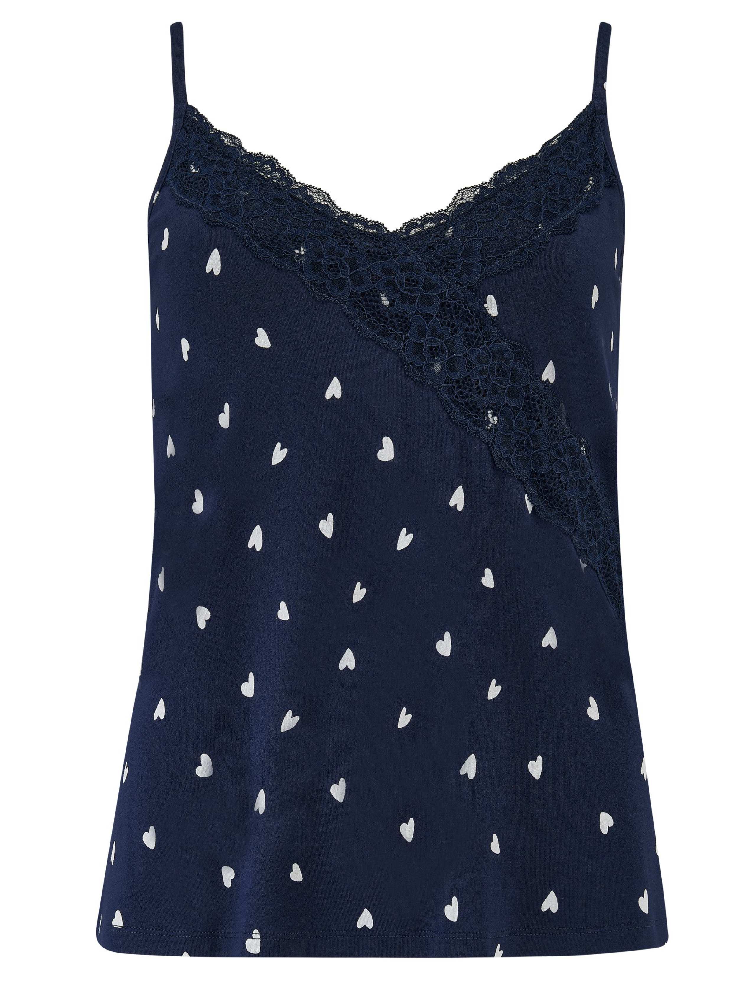 Jersey Heart Print Lace Trim Cami Top 2 of 9