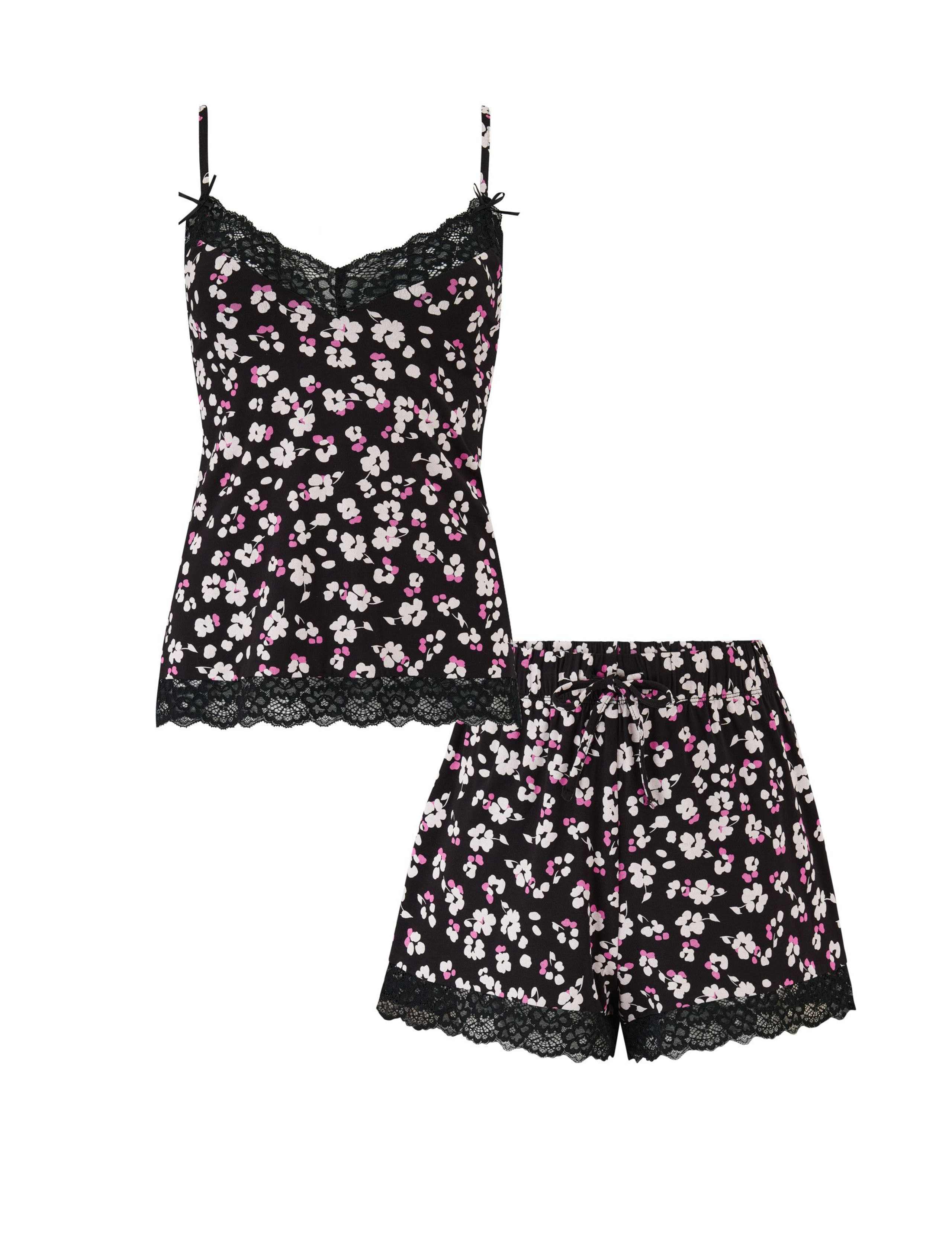 Jersey Floral Lace Trim Shortie Set 2 of 12