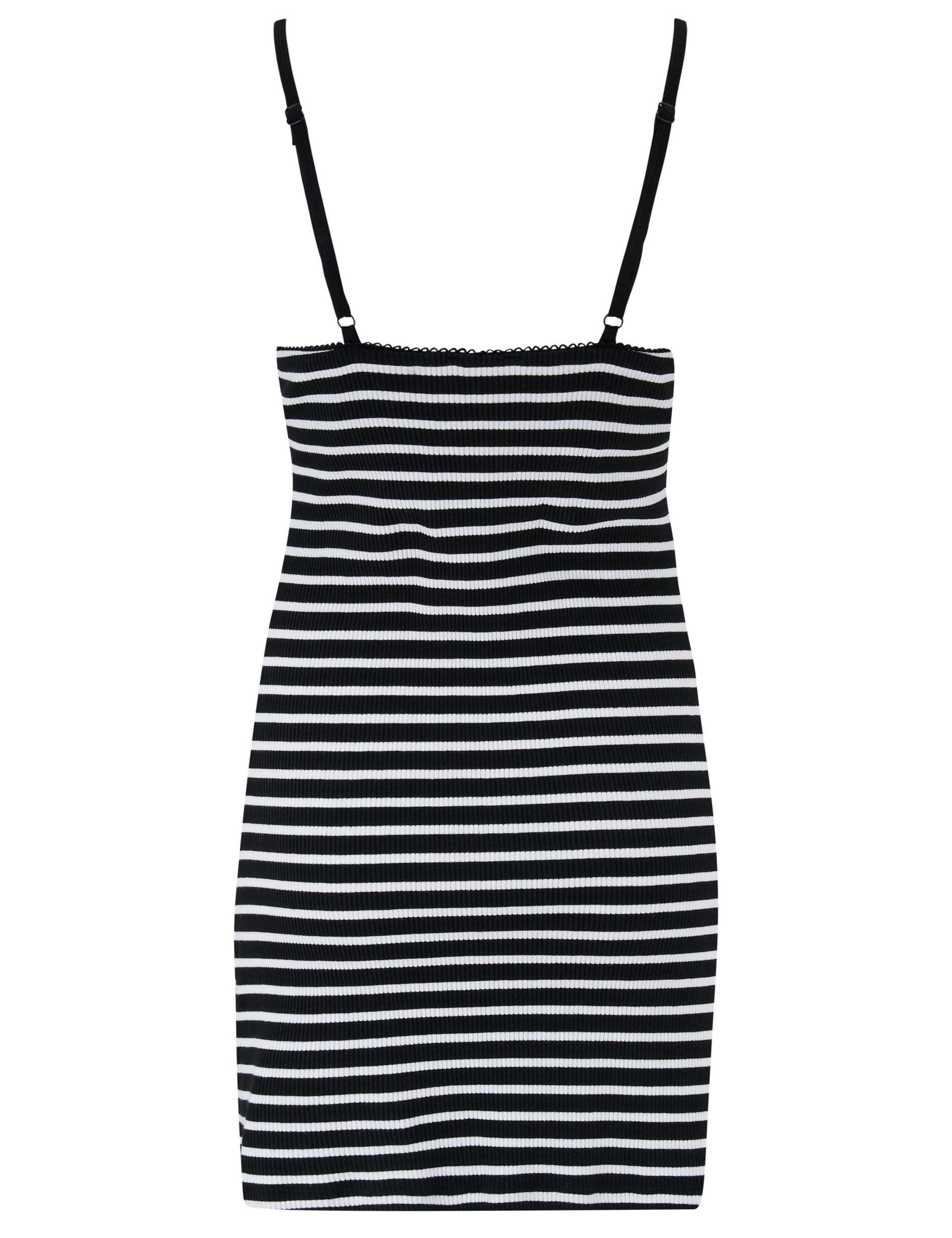 Ribbed Cotton Jersey Stripe Lace Trim Chemise 7 of 9