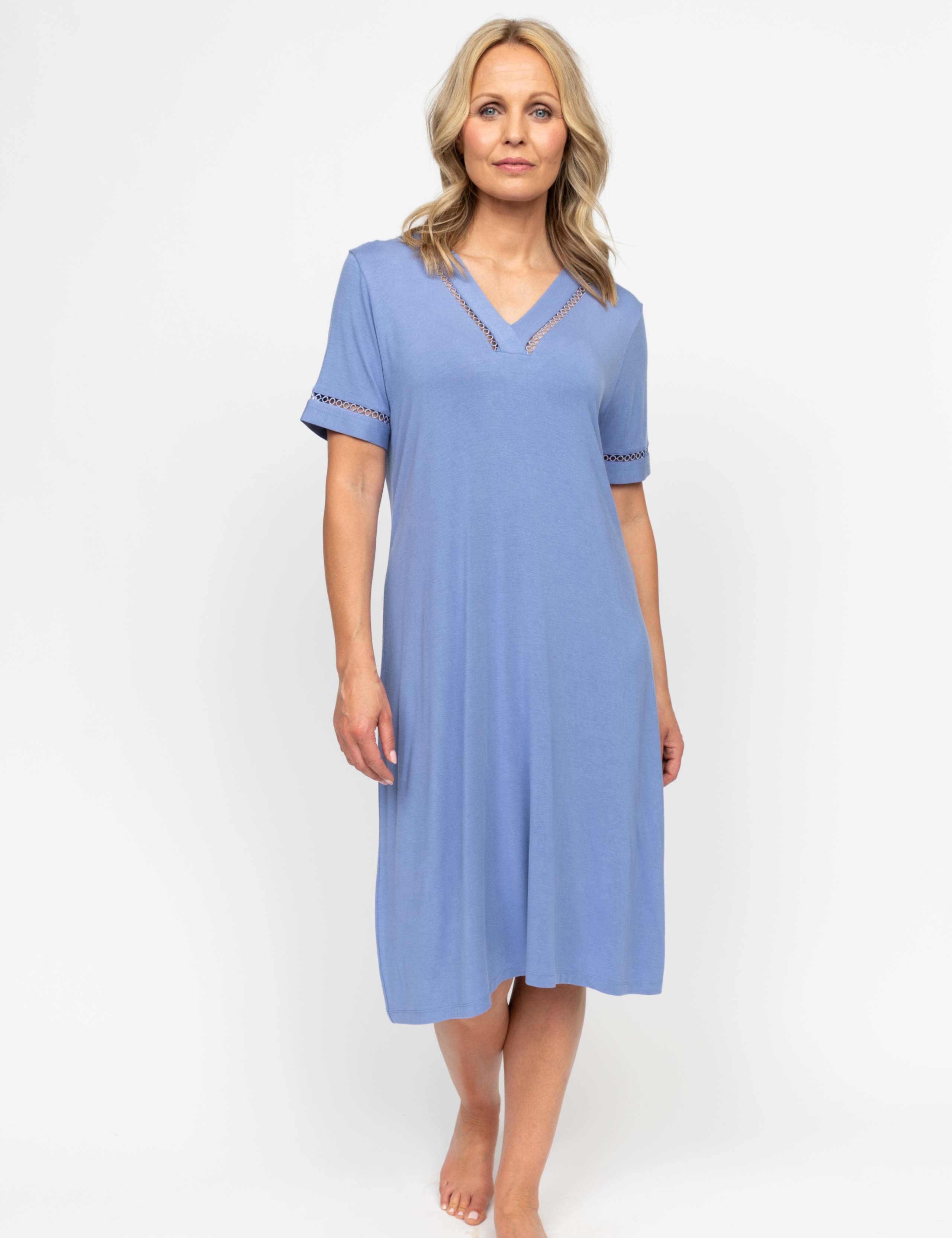 Jersey V-Neck Short Sleeve Nightdress 1 of 3