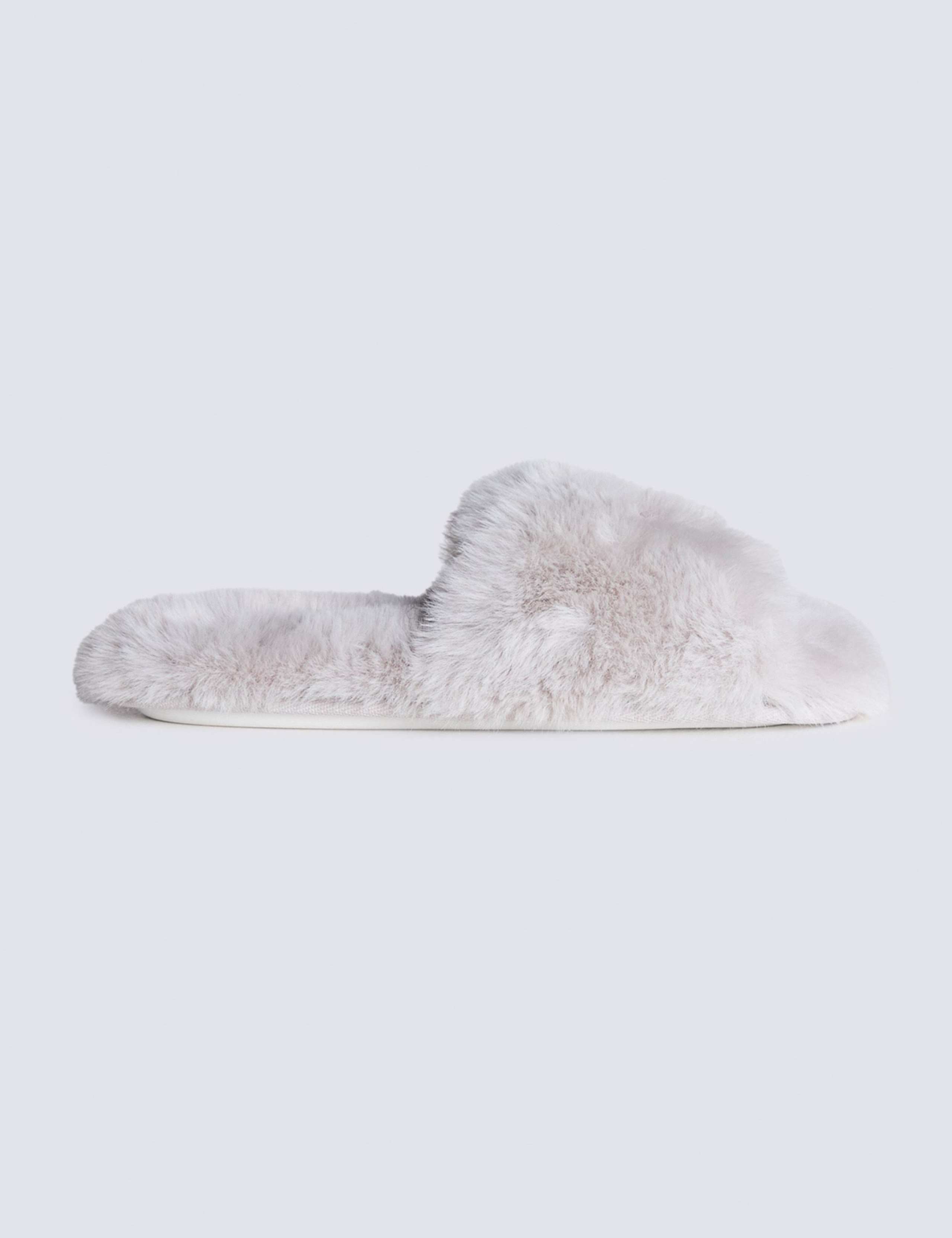 Faux Fur Rosebud Slider Slippers 2 of 6
