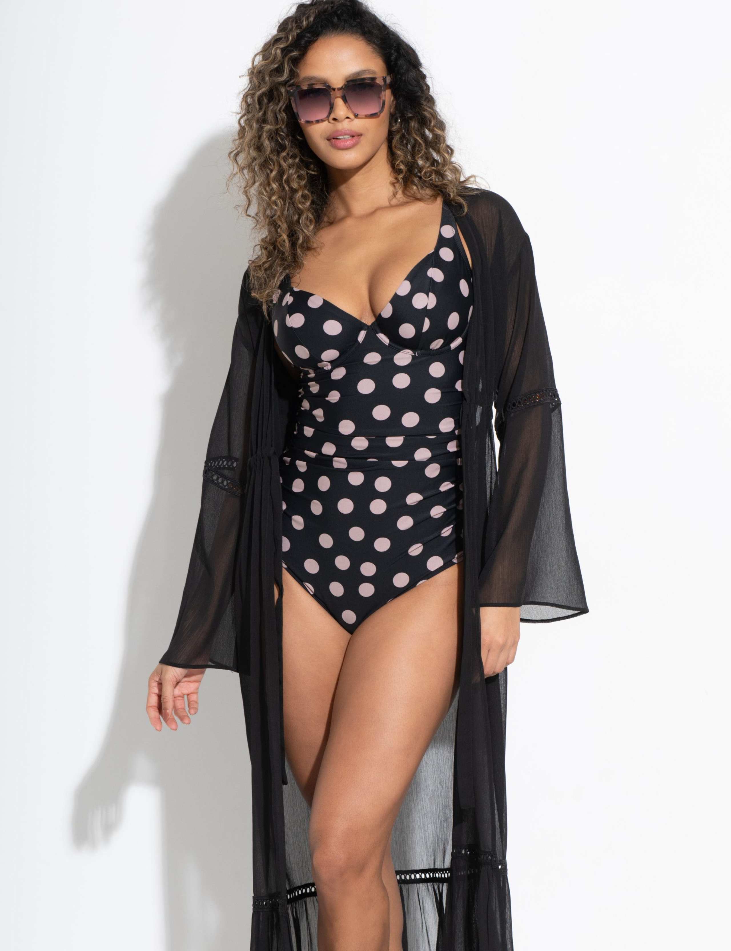 Rosa Cove Polka Dot Wired V-Neck Swimsuit C-G 4 of 10